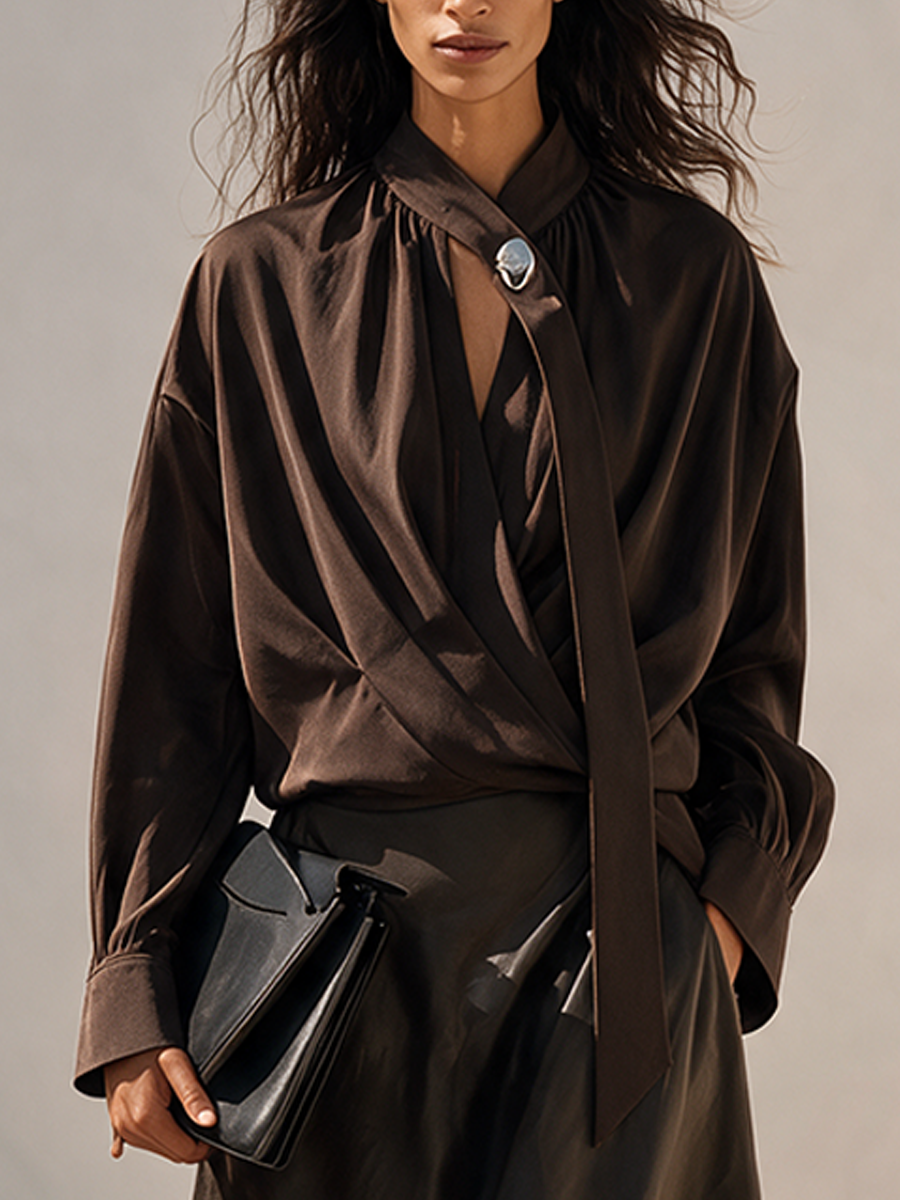 Women's Designer Shirt & Leather Skirt Set