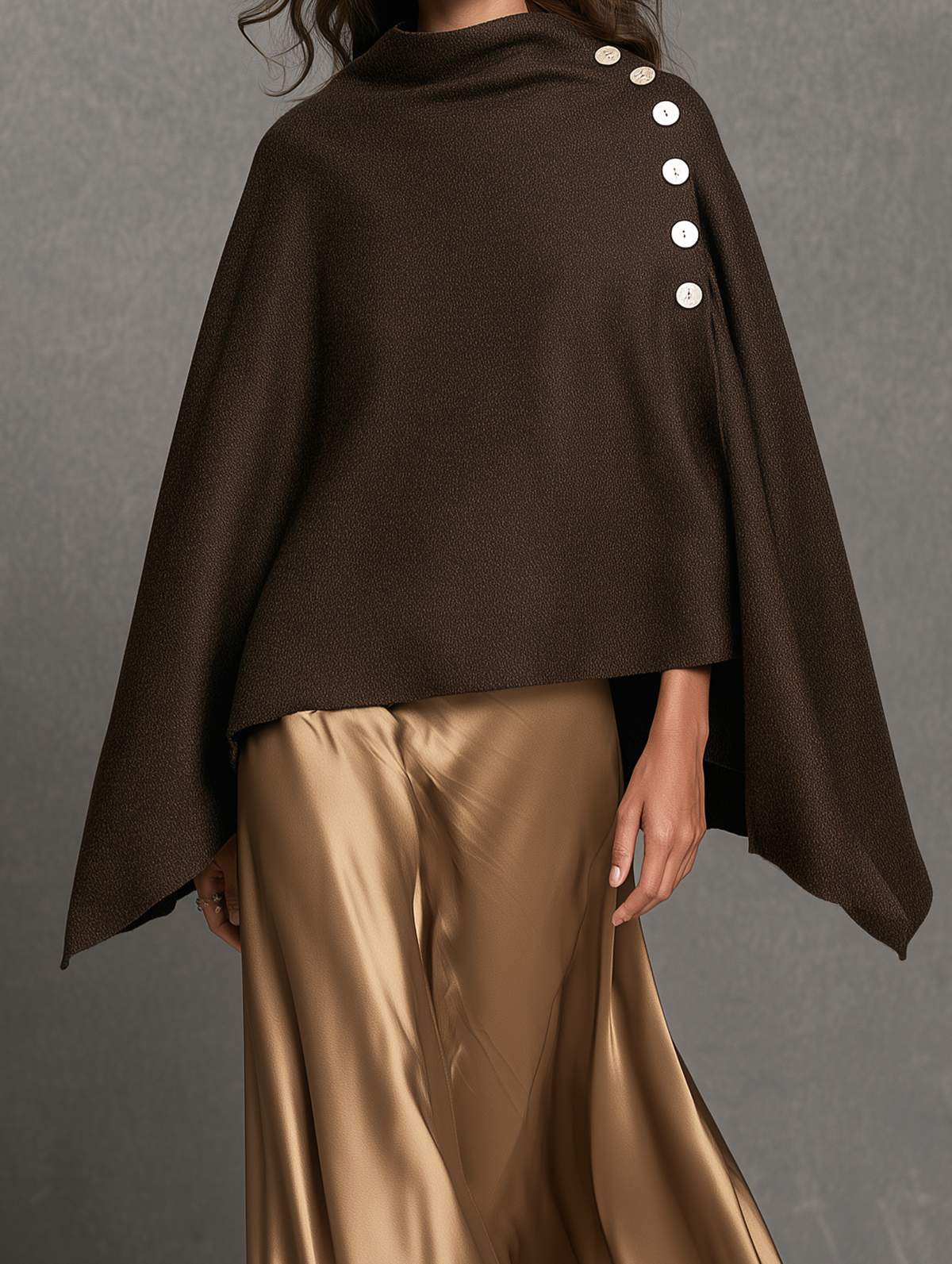 Women's Casual Dark Brown Wool-Blend Shawl