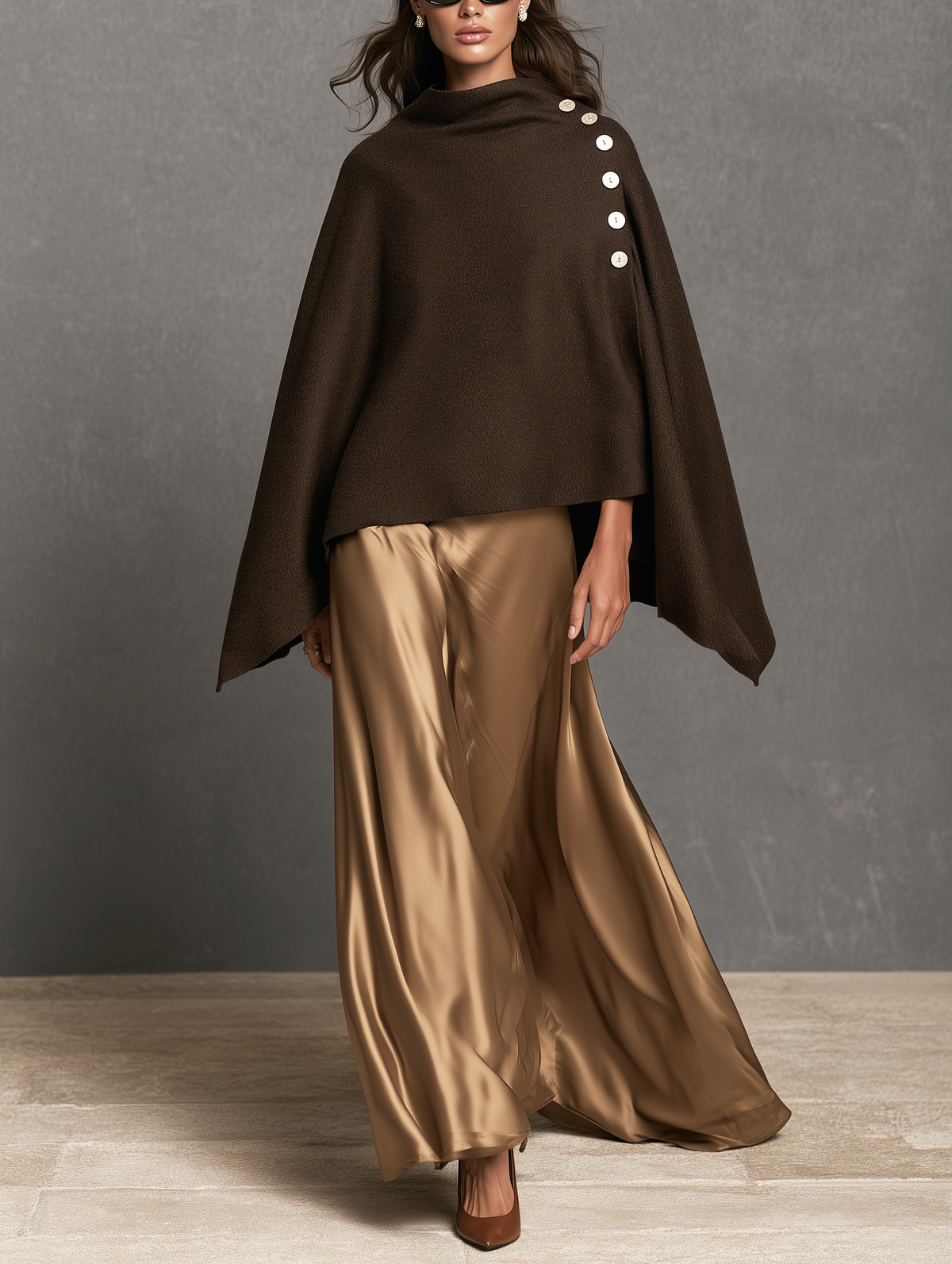 Women's Casual Gold Satin Maxi Skirt