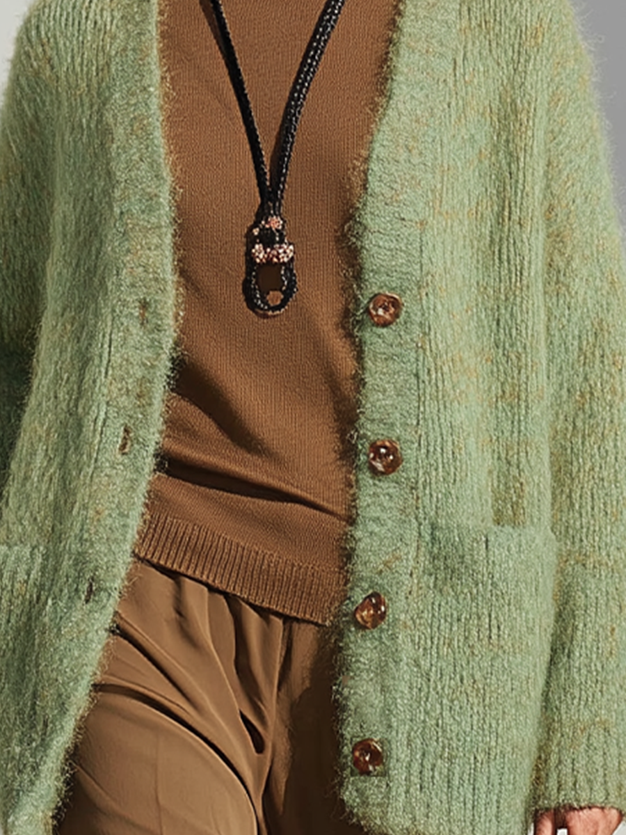 Women's Chunky Knit Cardigan With Button Front