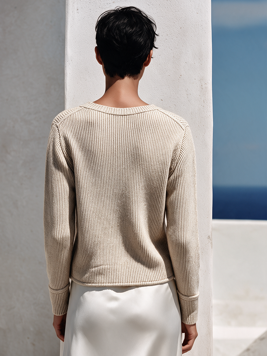 Women's Casual V-Neck Cable-Knit Cardigan