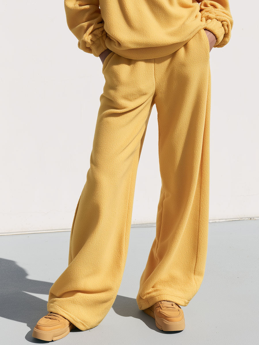 Women's Loose-fitting Color-blocked Double-sided Fleece Half-zip Sweatshirt And Pants Set - By Qivii