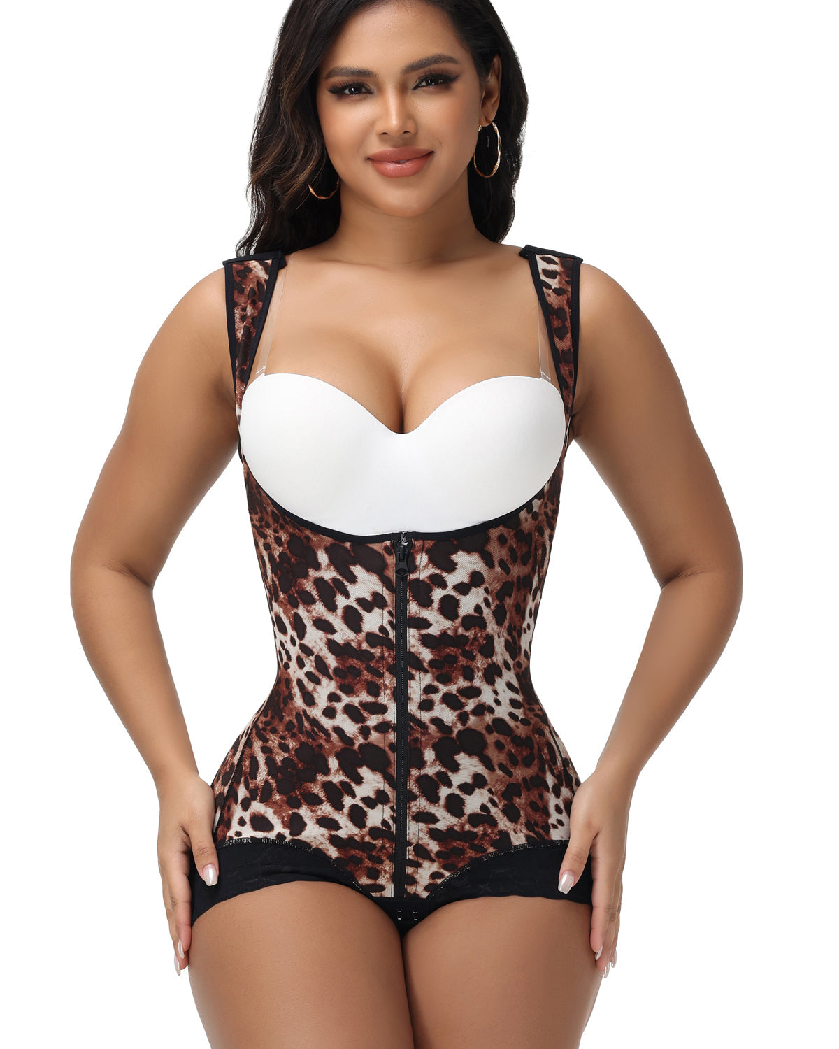 Shapshe® Leopard High Compression Open Bust Tummy Control Body Shaper