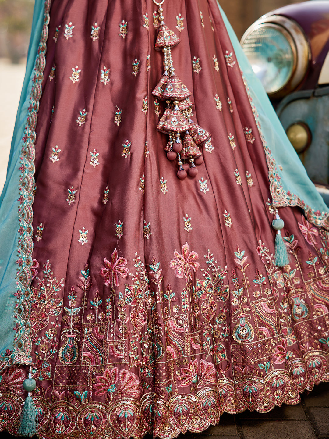 Rosegold - Georgette Sequins embroidery Lehenga choli & Dupatta