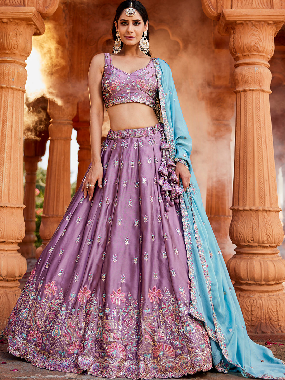 Lavender - Georgette Sequins embroidery Lehenga choli & Dupatta