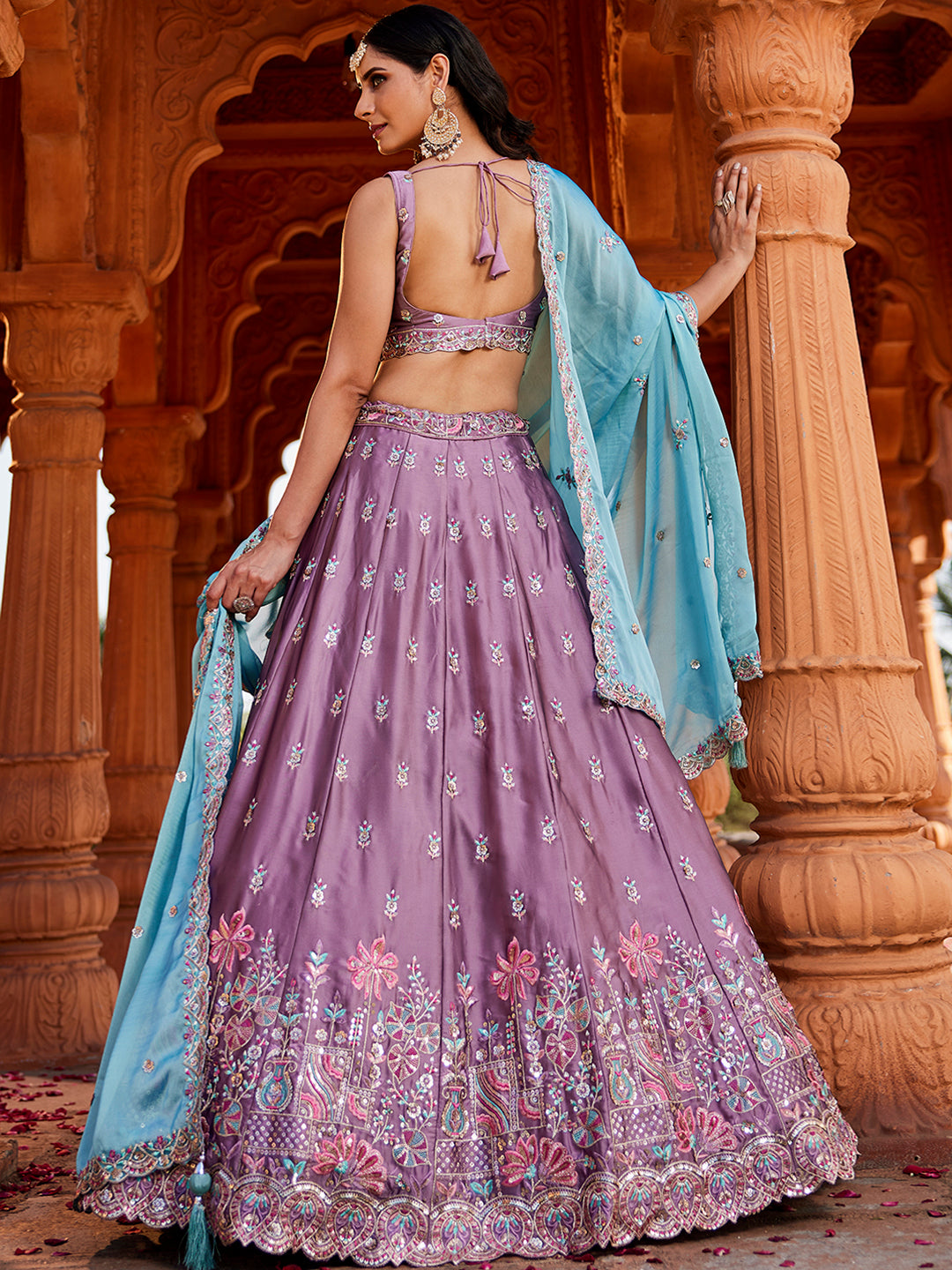 Lavender - Georgette Sequins embroidery Lehenga choli & Dupatta
