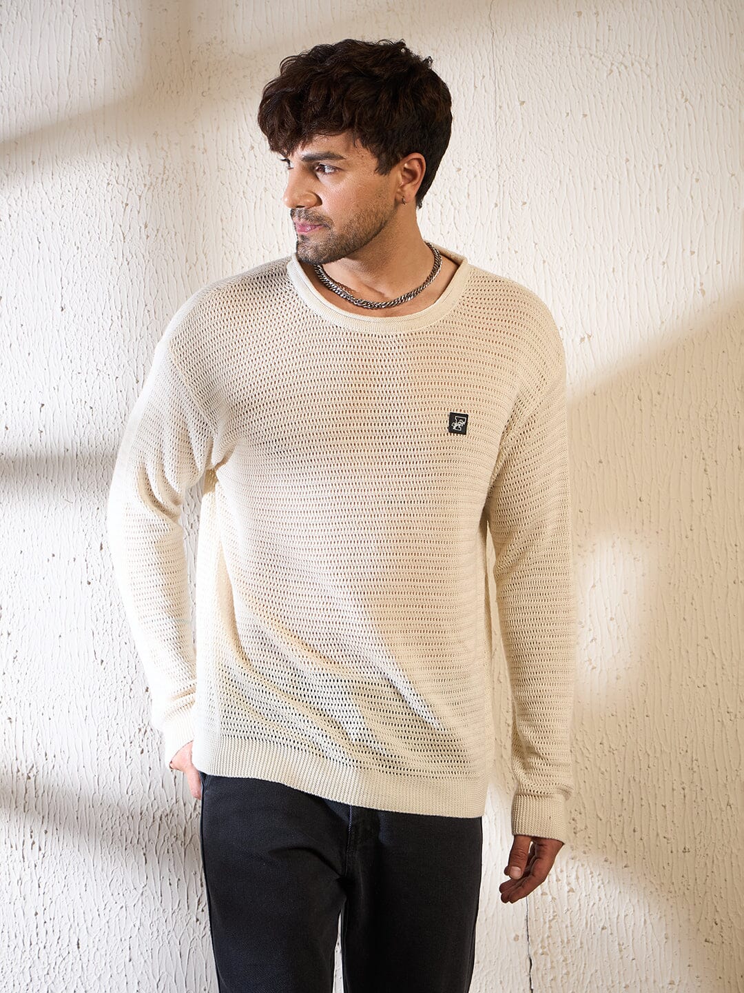 Sand Sheer Longsleeves Knitted Tshirt