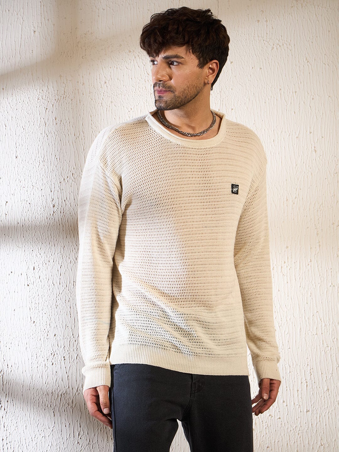 Sand Sheer Longsleeves Knitted Tshirt