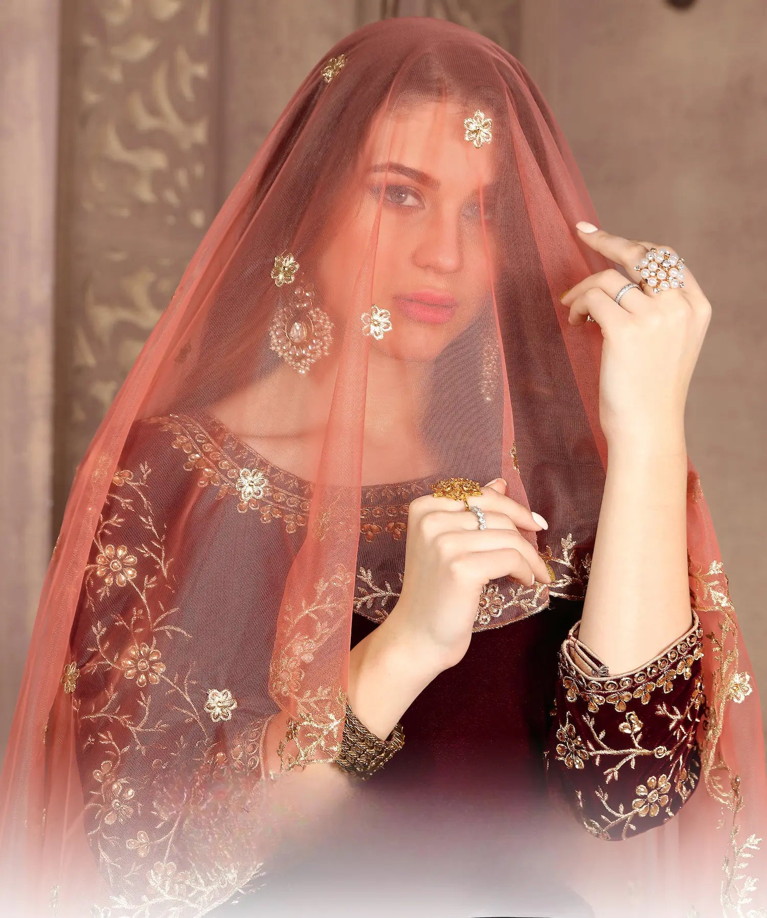 Maroon Velvet Thread & Sequence Embroidery Work Salwar Suit - qivii