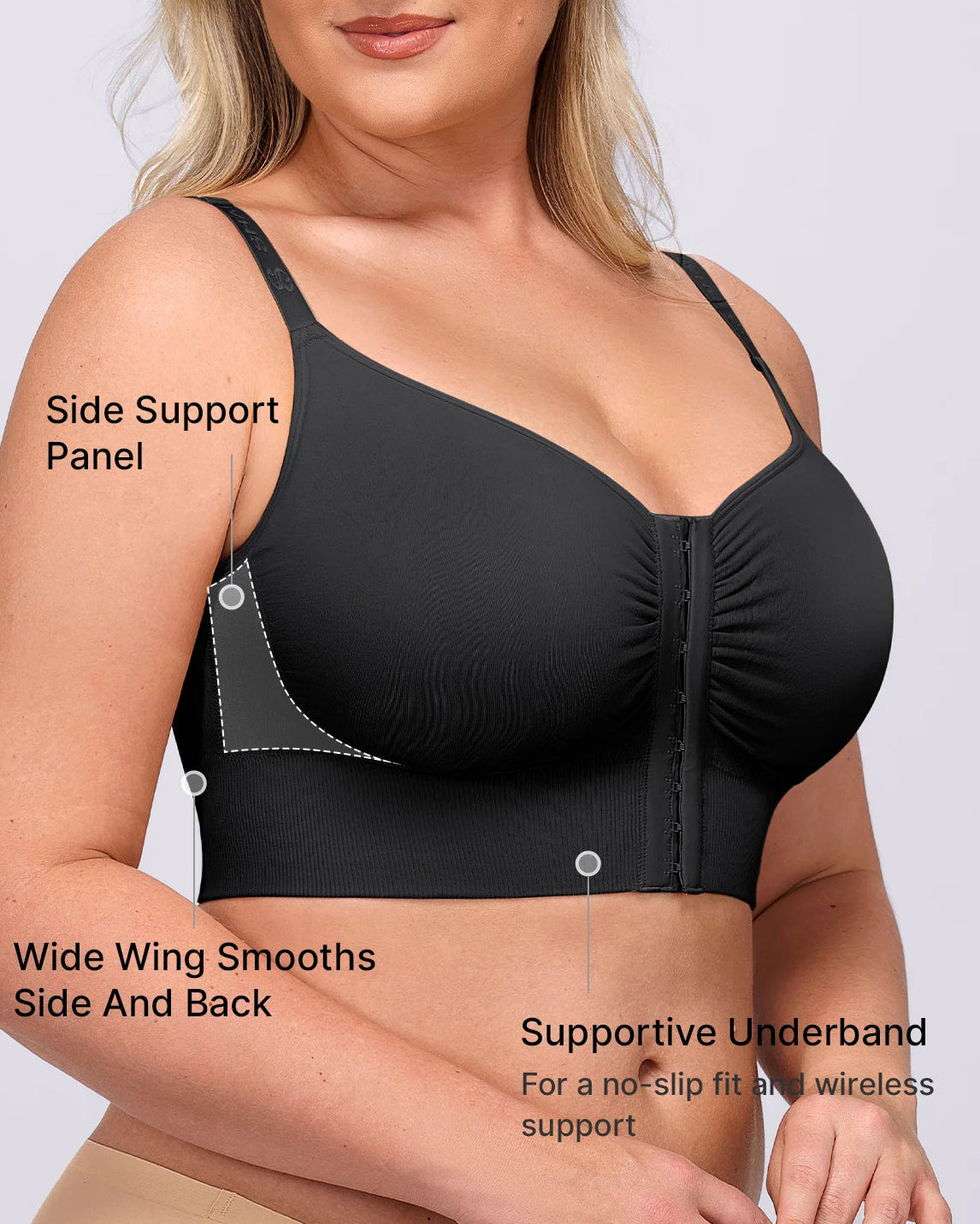 Adjustable Strap Front Hook Smoothing Unlined Wireless Bra