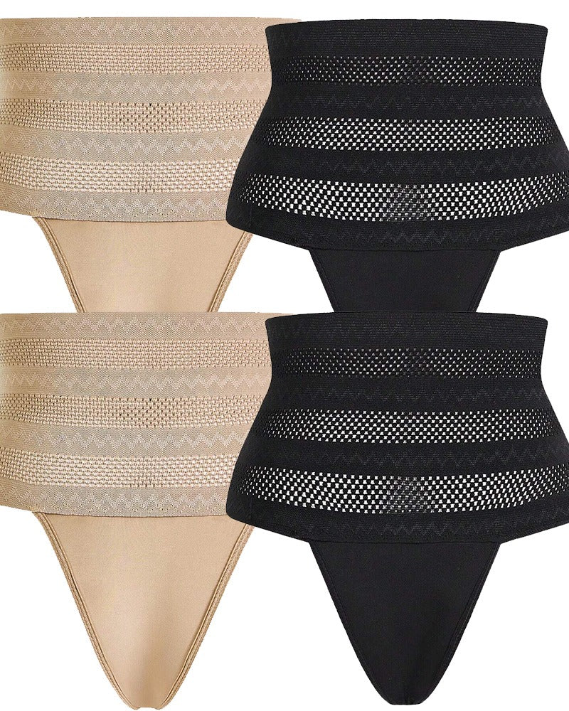 Women's High Waist Shaping Thong Breathable Tummy Control Shapewear Panty - By Qivii