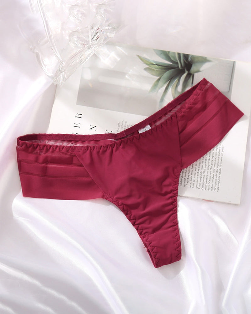 Women's Sexy Striped Ice Silk Panties Seamless Low Waist Breathable Thong - By Qivii