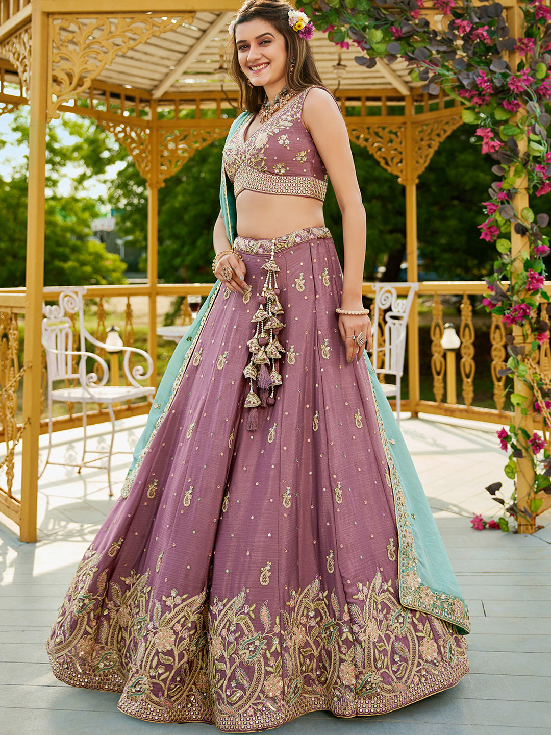 Rosegolad - Chinnon Sequinse embroidery Lehenga choli & Dupatta
