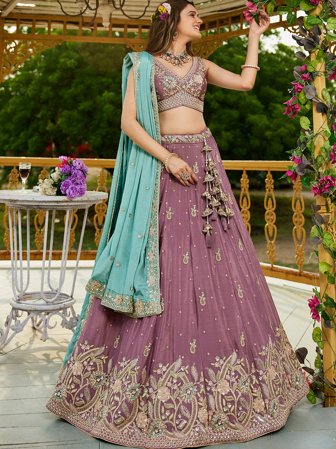 Rosegolad - Chinnon Sequinse embroidery Lehenga choli & Dupatta