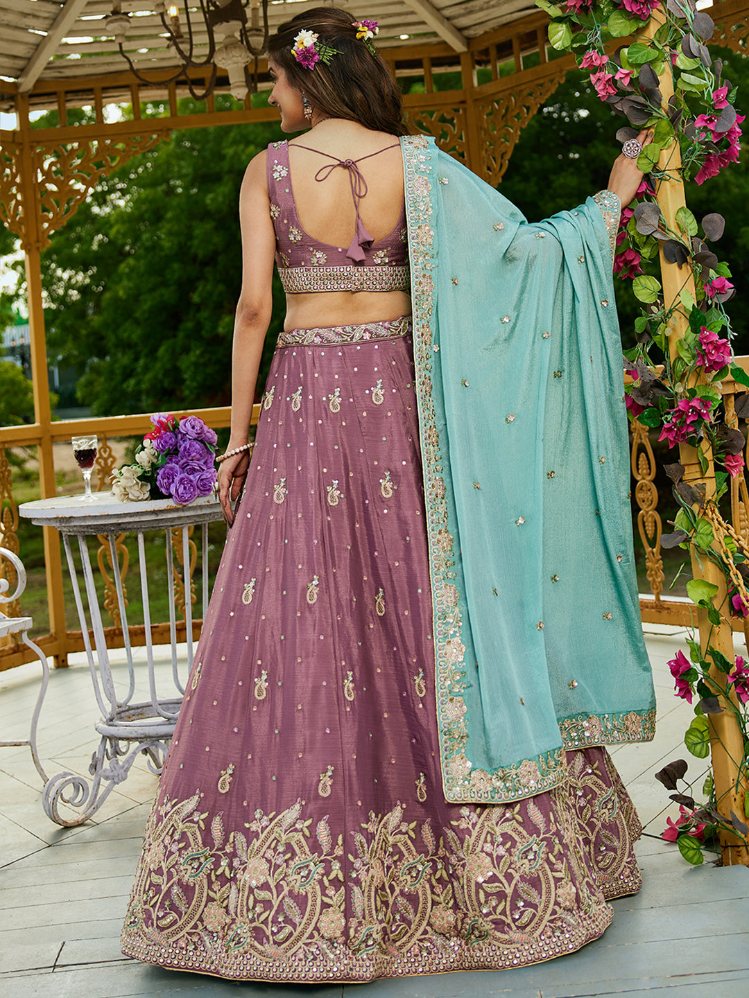 Rosegolad - Chinnon Sequinse embroidery Lehenga choli & Dupatta