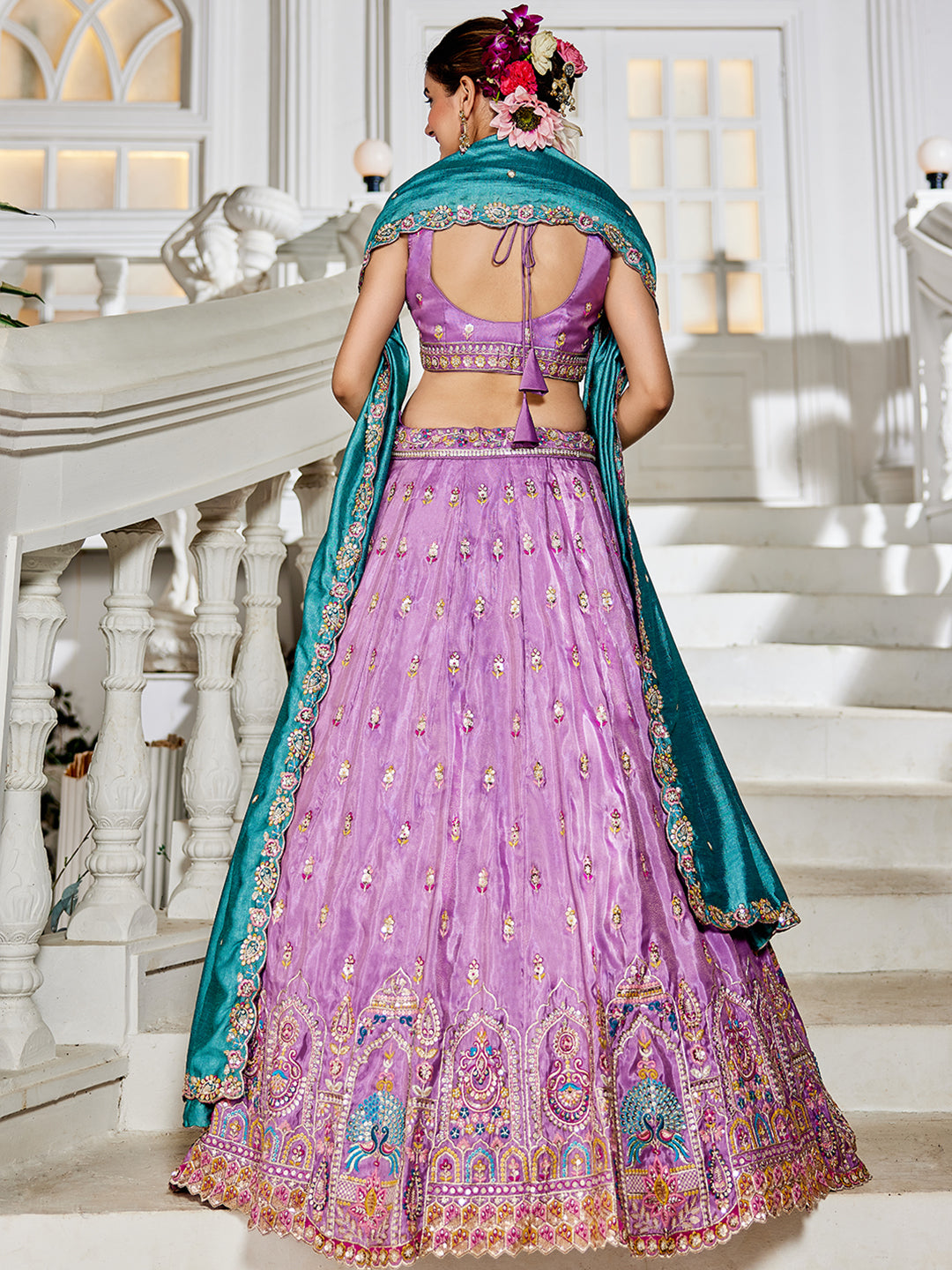Lavender - Tissue Sequinse embroidery Semi-Stitched Lehenga choli & Dupatta