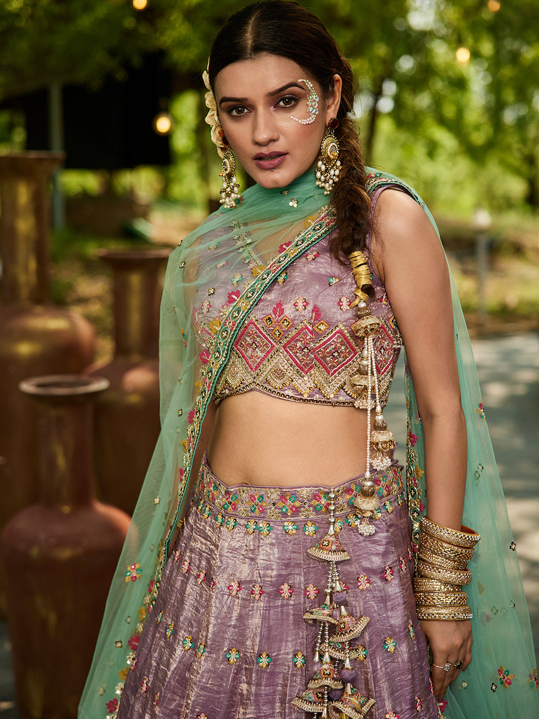 Lavender - Tissue Sequinse embroidery Lehenga choli & Dupatta