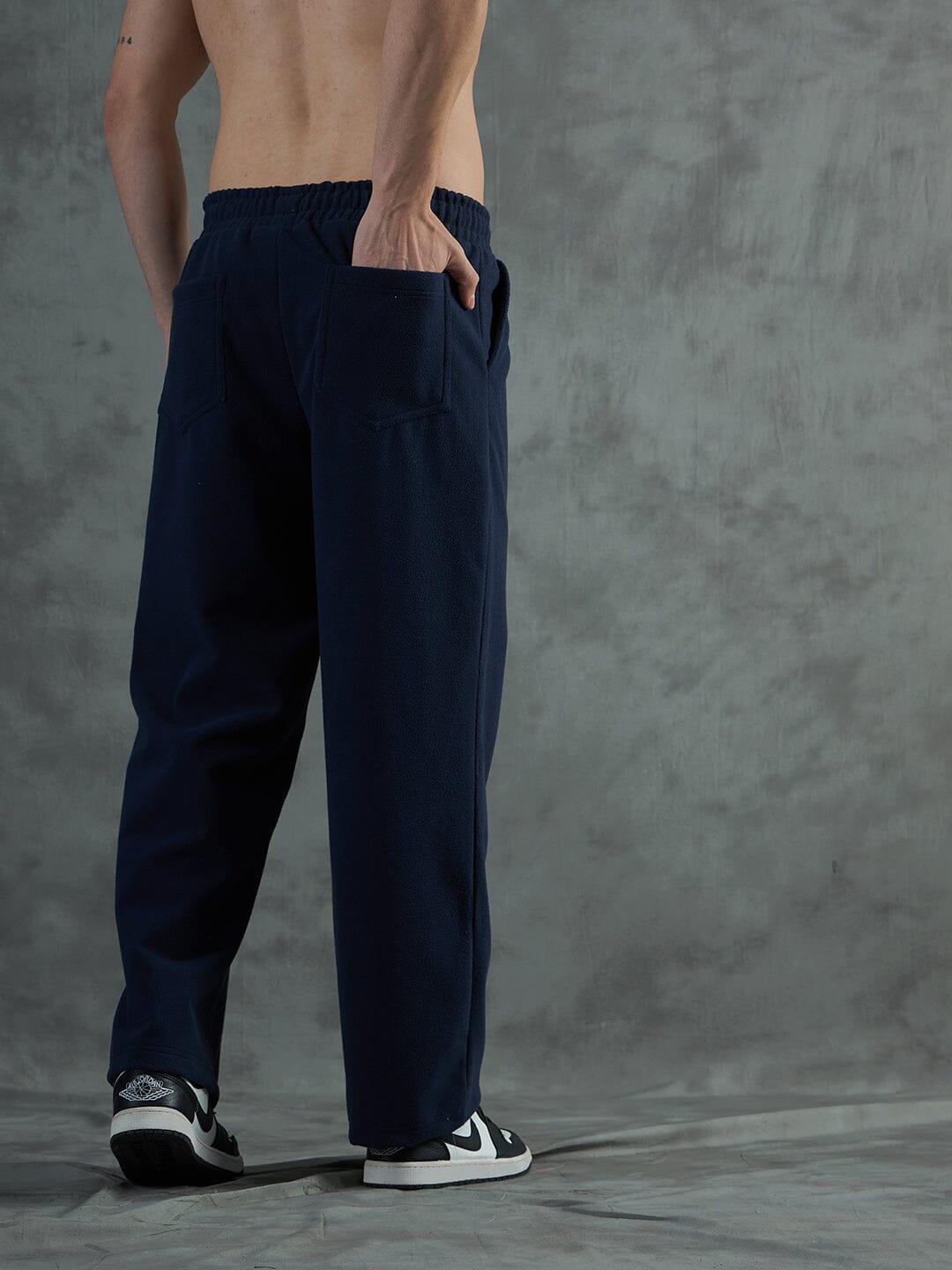 Navy Polar Fleece Relaxed Fit Trackpants