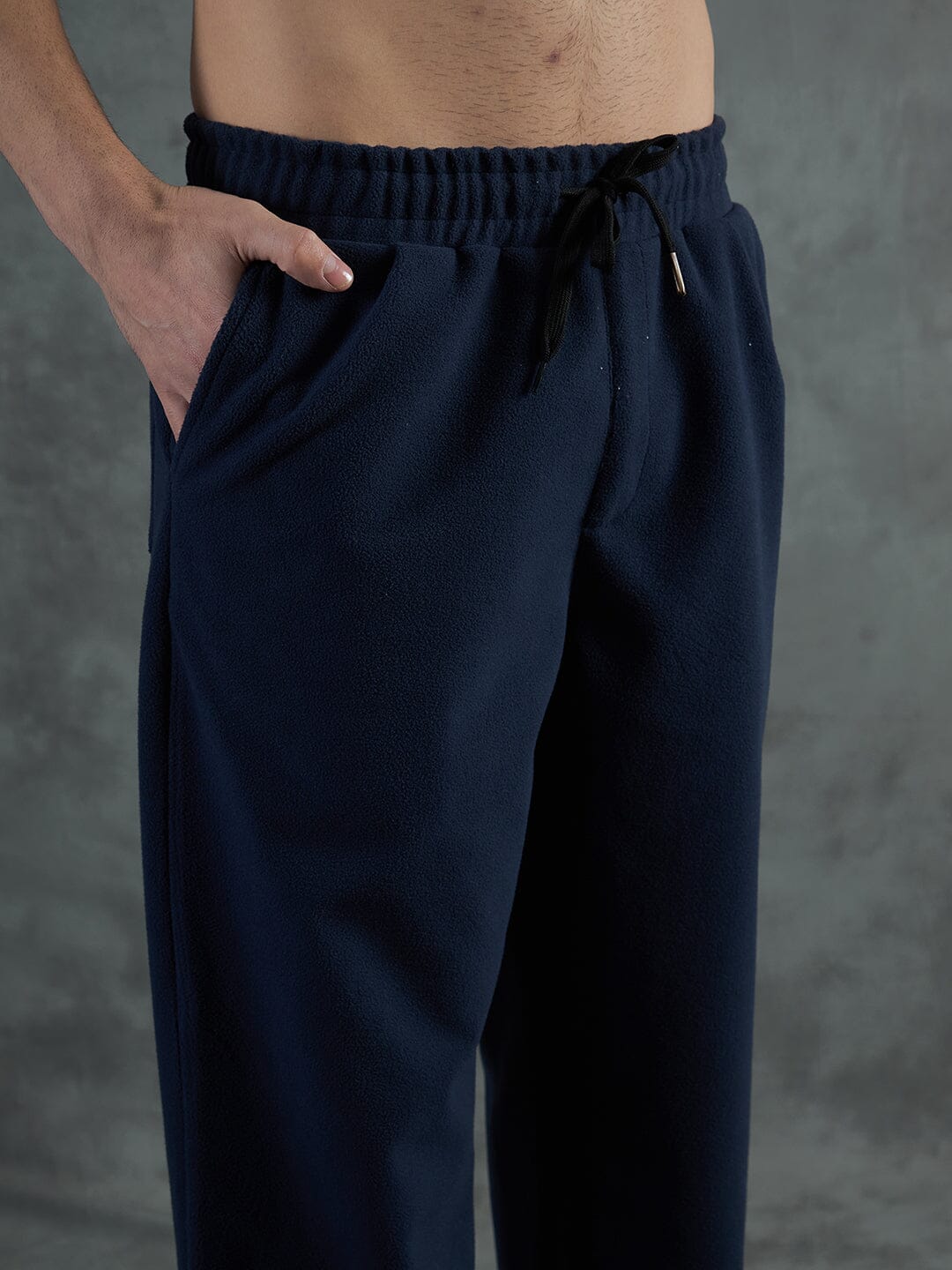 Navy Polar Fleece Relaxed Fit Trackpants