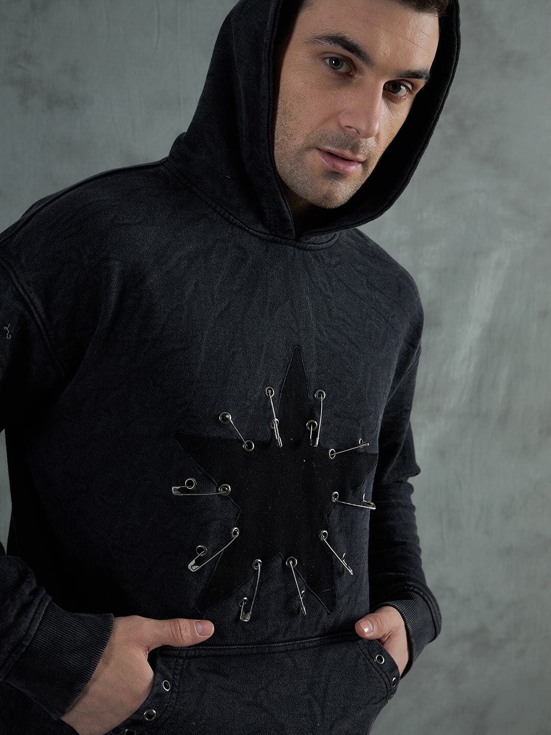 Acid Star Safety Pin Oversized Hoodie