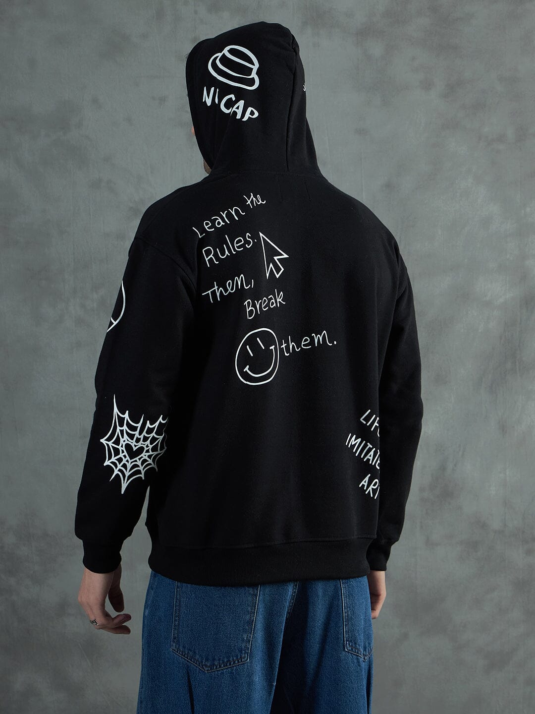 Black Graffiti Oversized Hoodie