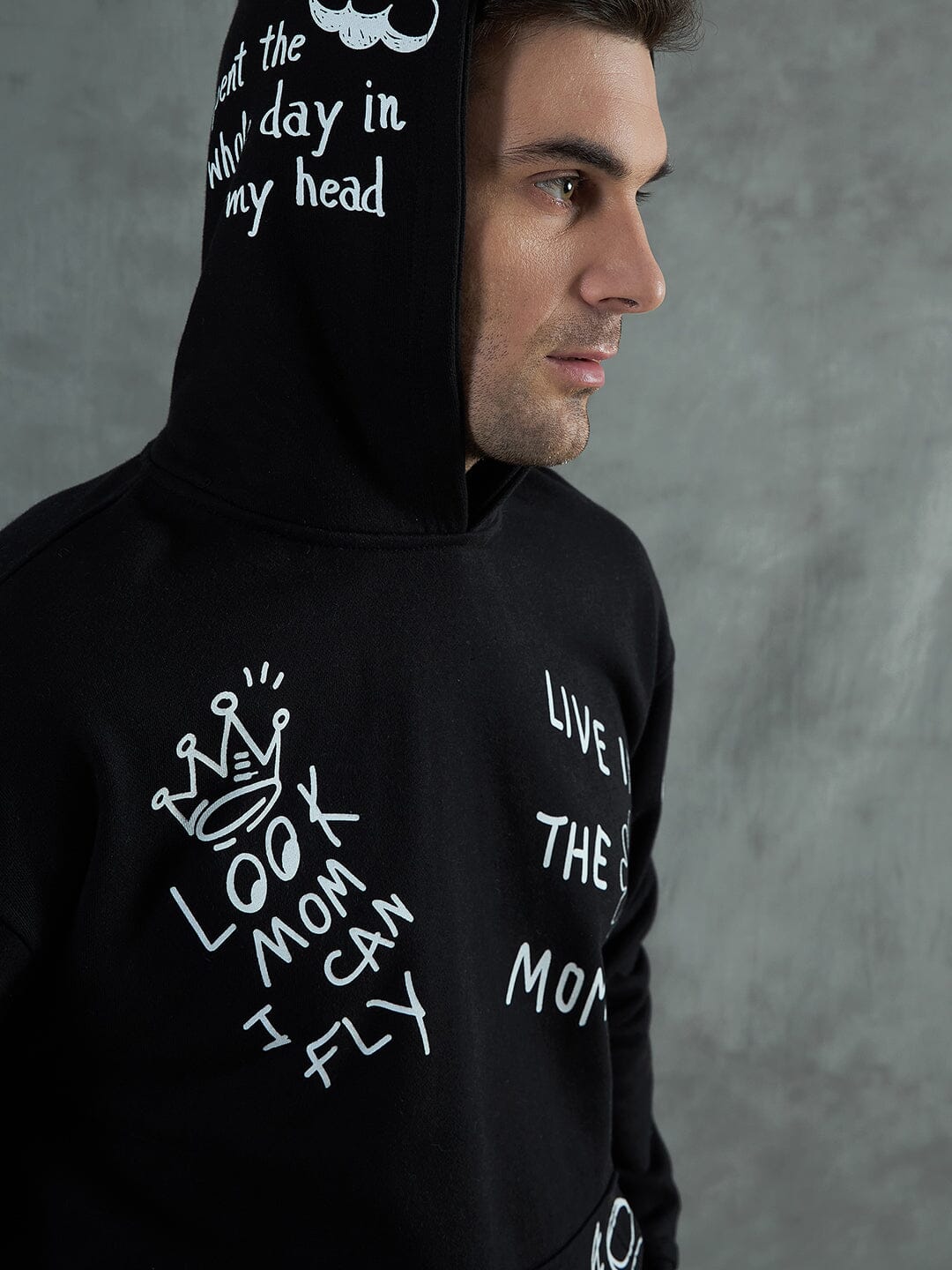 Black Graffiti Oversized Hoodie