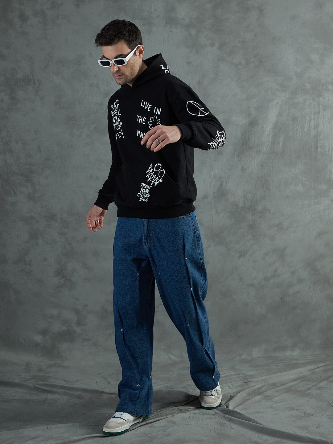 Black Graffiti Oversized Hoodie