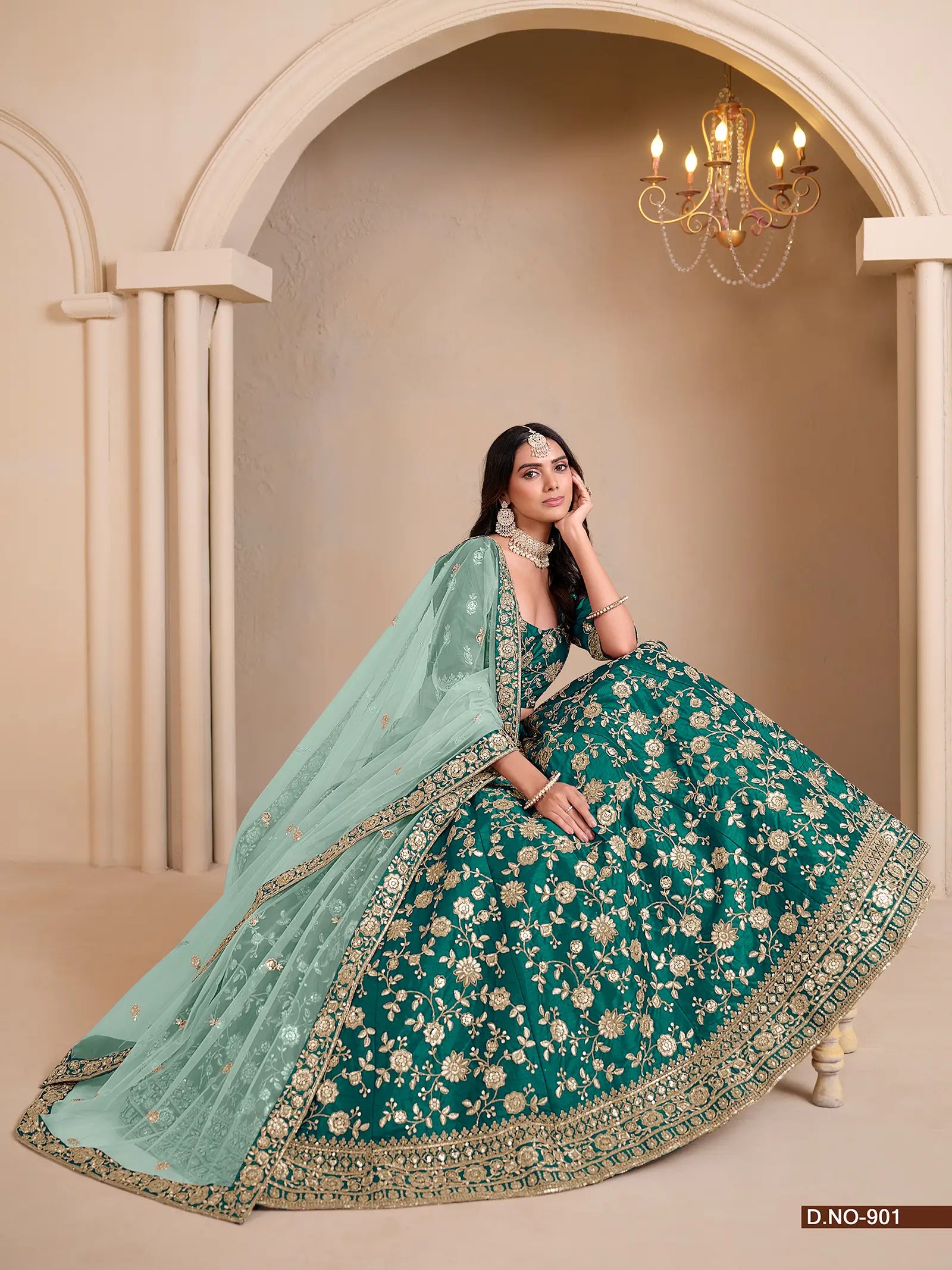 Sea Green Designer Art Silk Lehenga Choli With Thread And Sequins Work | Ready To Wear - qivii