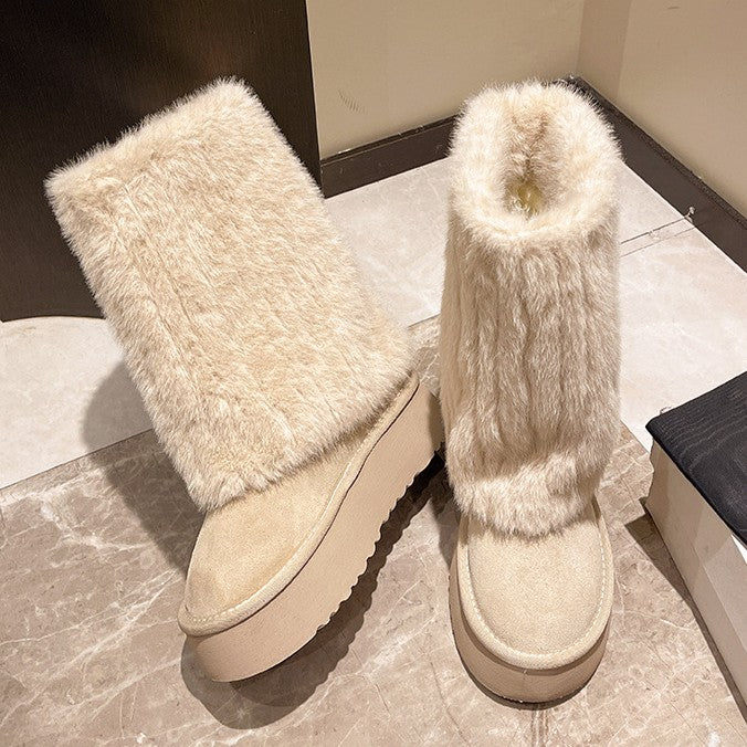 Women's SnugLift Mid Boots - Thermal Platform Snow Boots with Faux Fur (US 5-11)