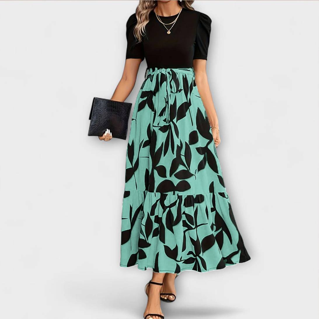 Luna - Zomerjurk met bloemenprint en ronde hals - By Qivii
