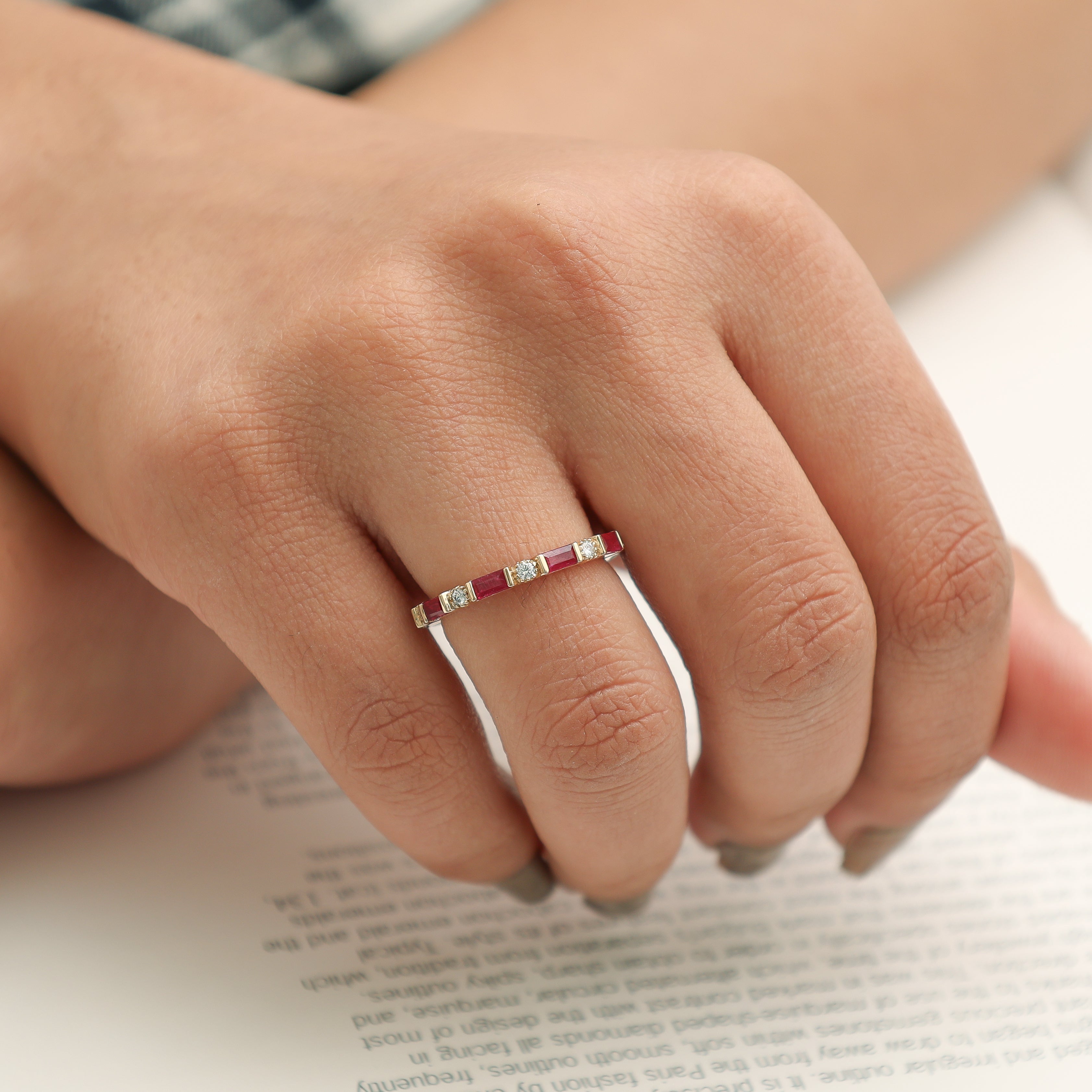 Ruby Baguettes Diamond Antique Ring - qivii