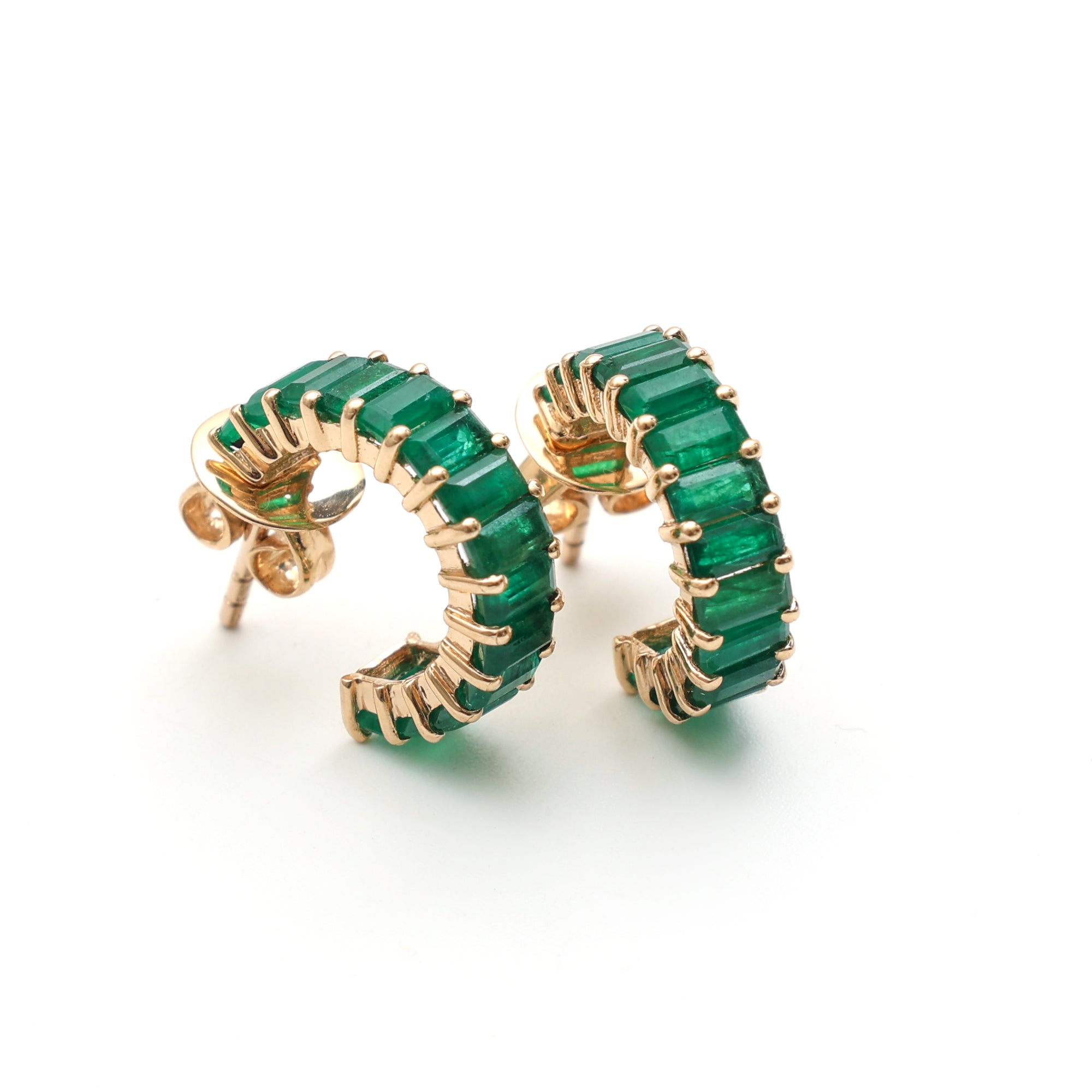 Emerald Mini Hoops Earring Gold - qivii