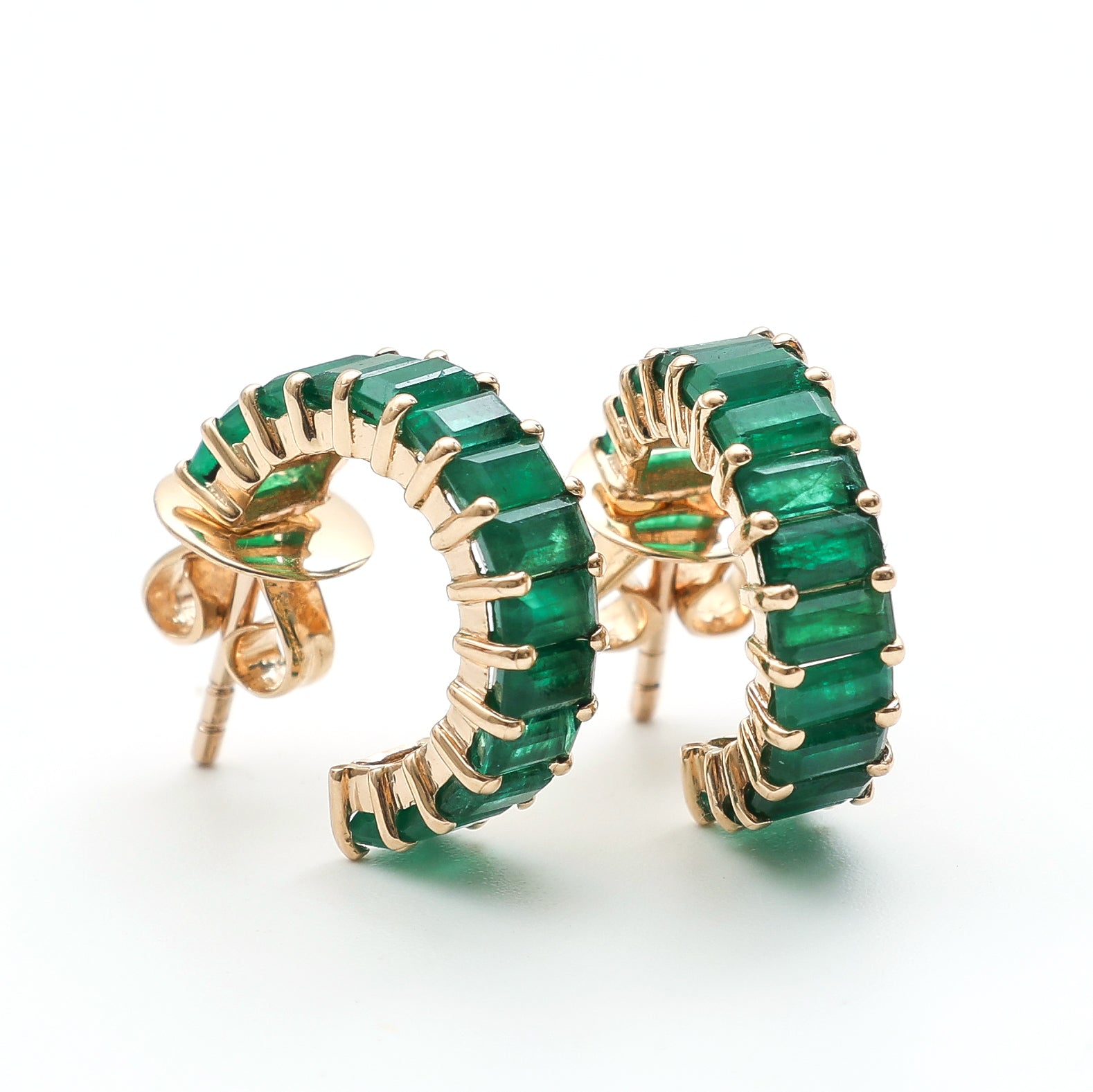 Emerald Mini Hoops Earring Gold - qivii