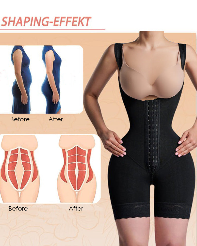 Shapshe® Open Bust Tummy Control Mid-Thigh Hourglass Bodysuits Shapewear - By Qivii