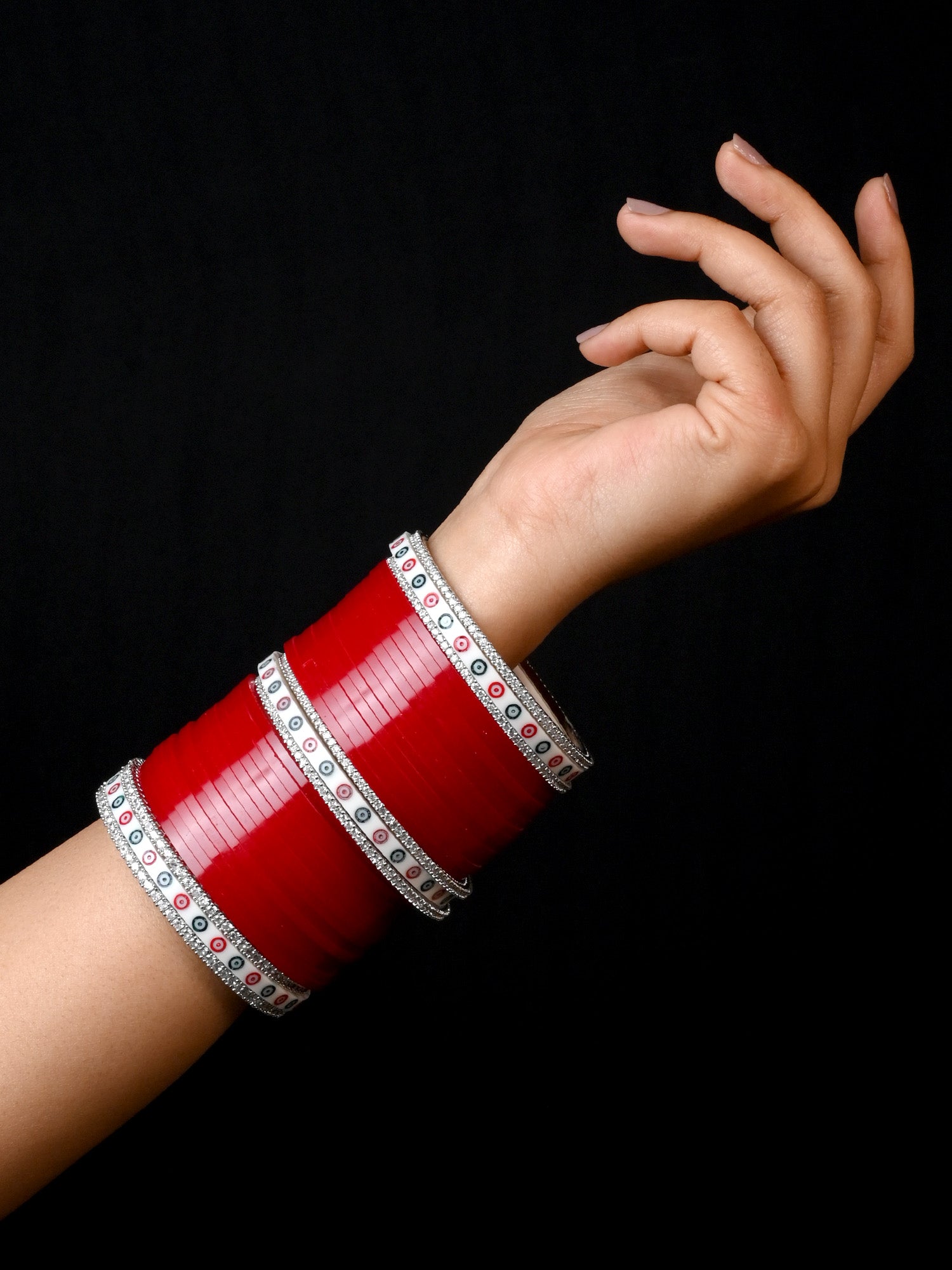 Roopali Bridal Maroon Chura Set - qivii