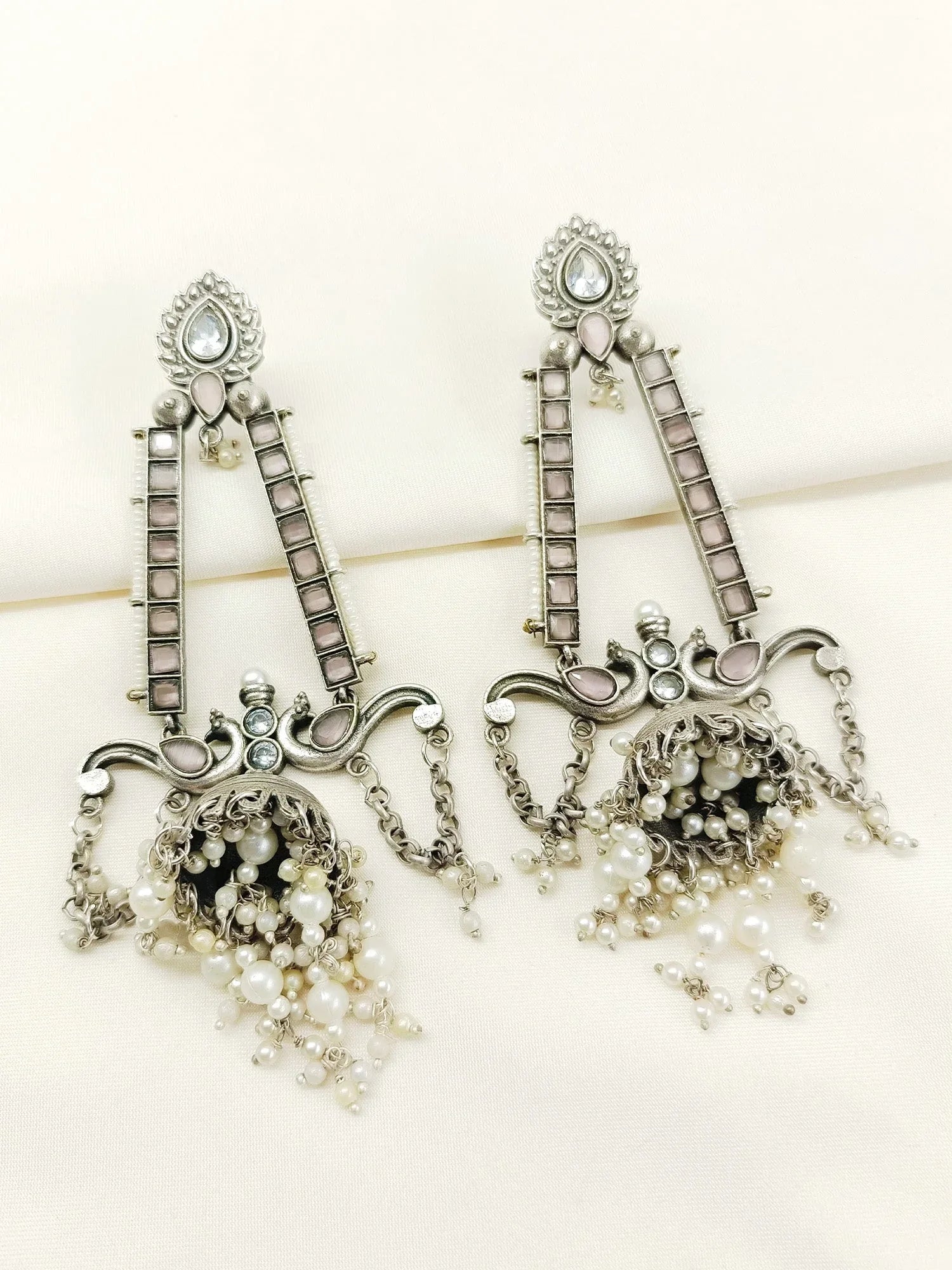 Ranjeeta Pink Oxidized Jhumki