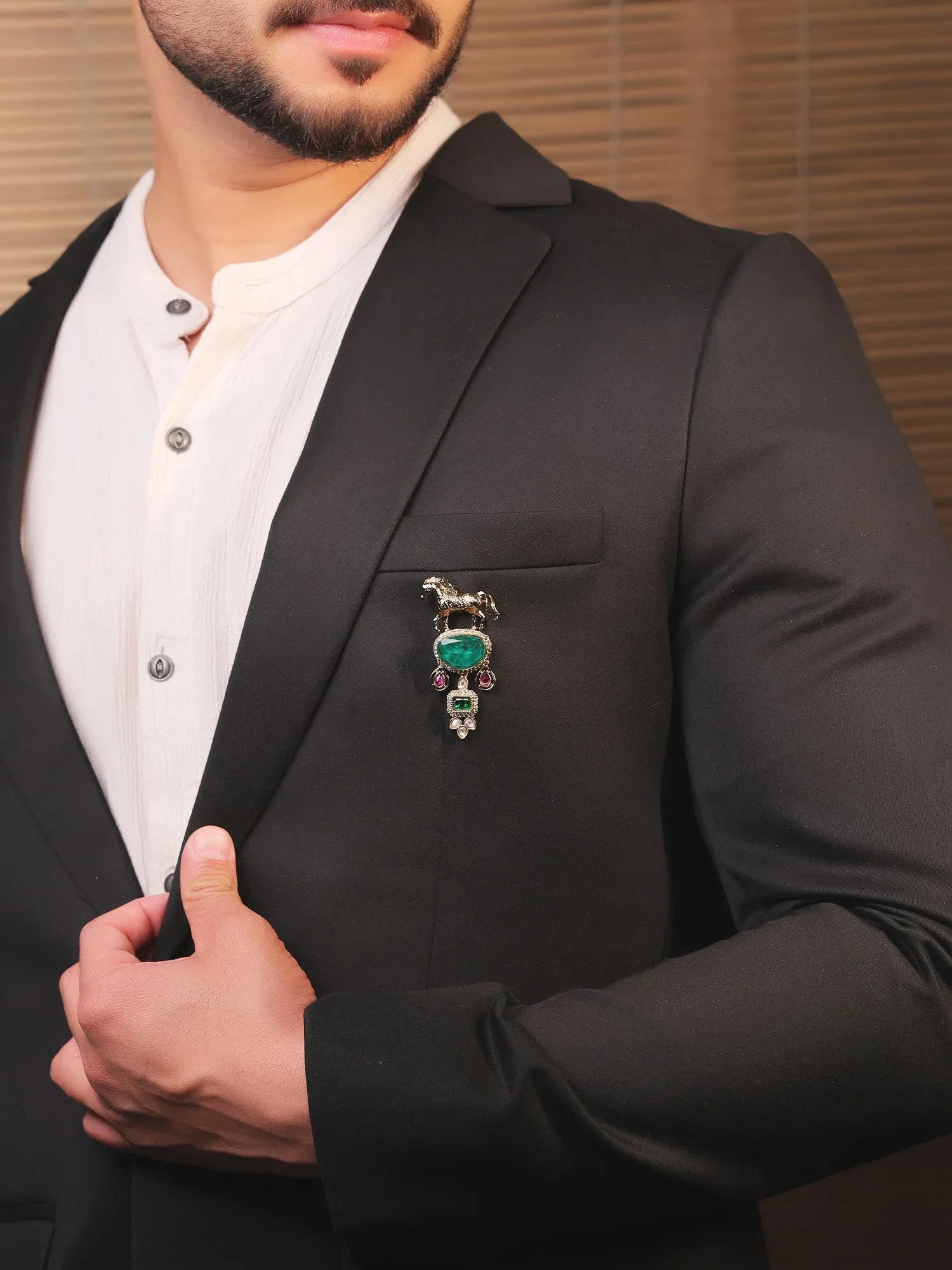Abhimanyu Green Horse Brooch