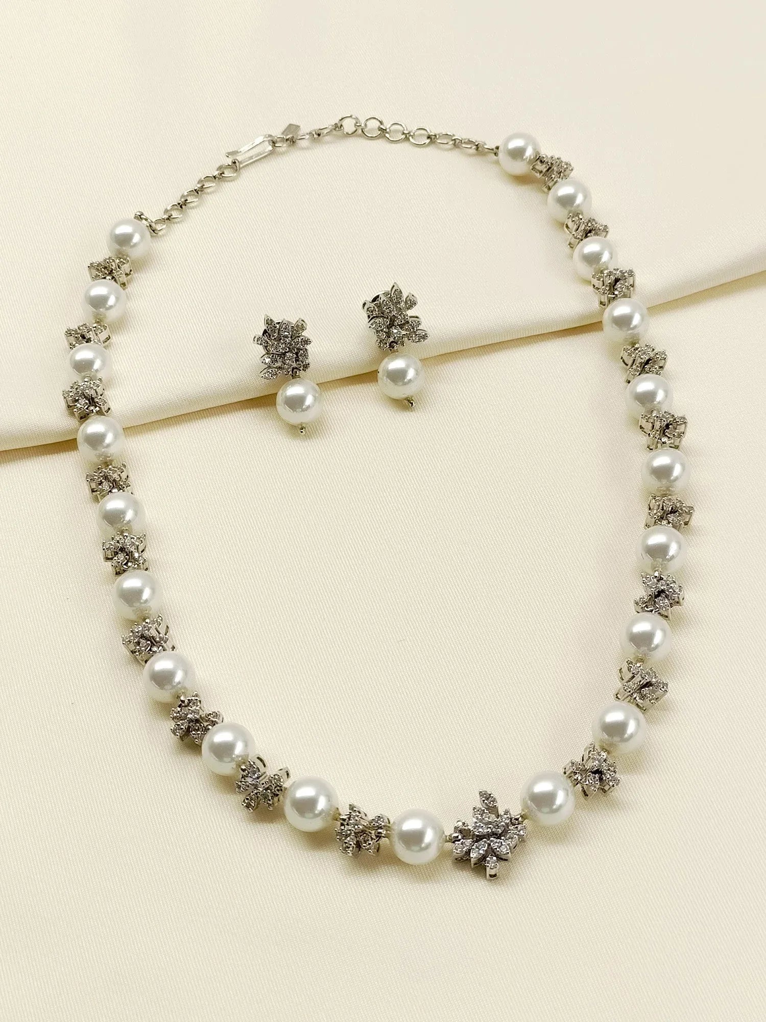 Kumolika 92.5 Silver Swarovski Stone Necklace Set