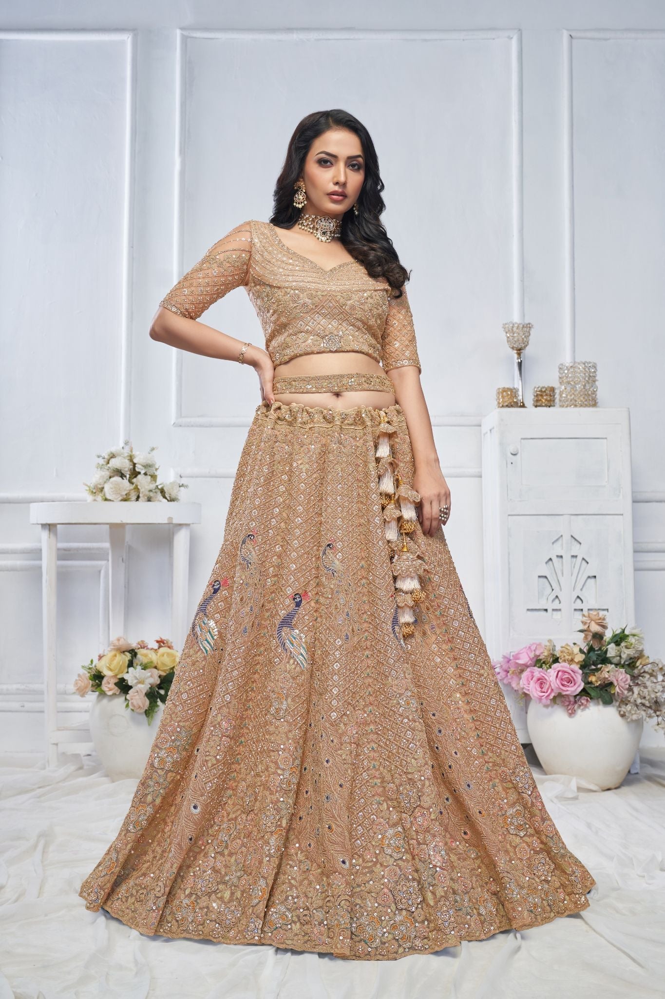 Showstopper Mustard Embroidered Bridal Wear Lehenga - qivii