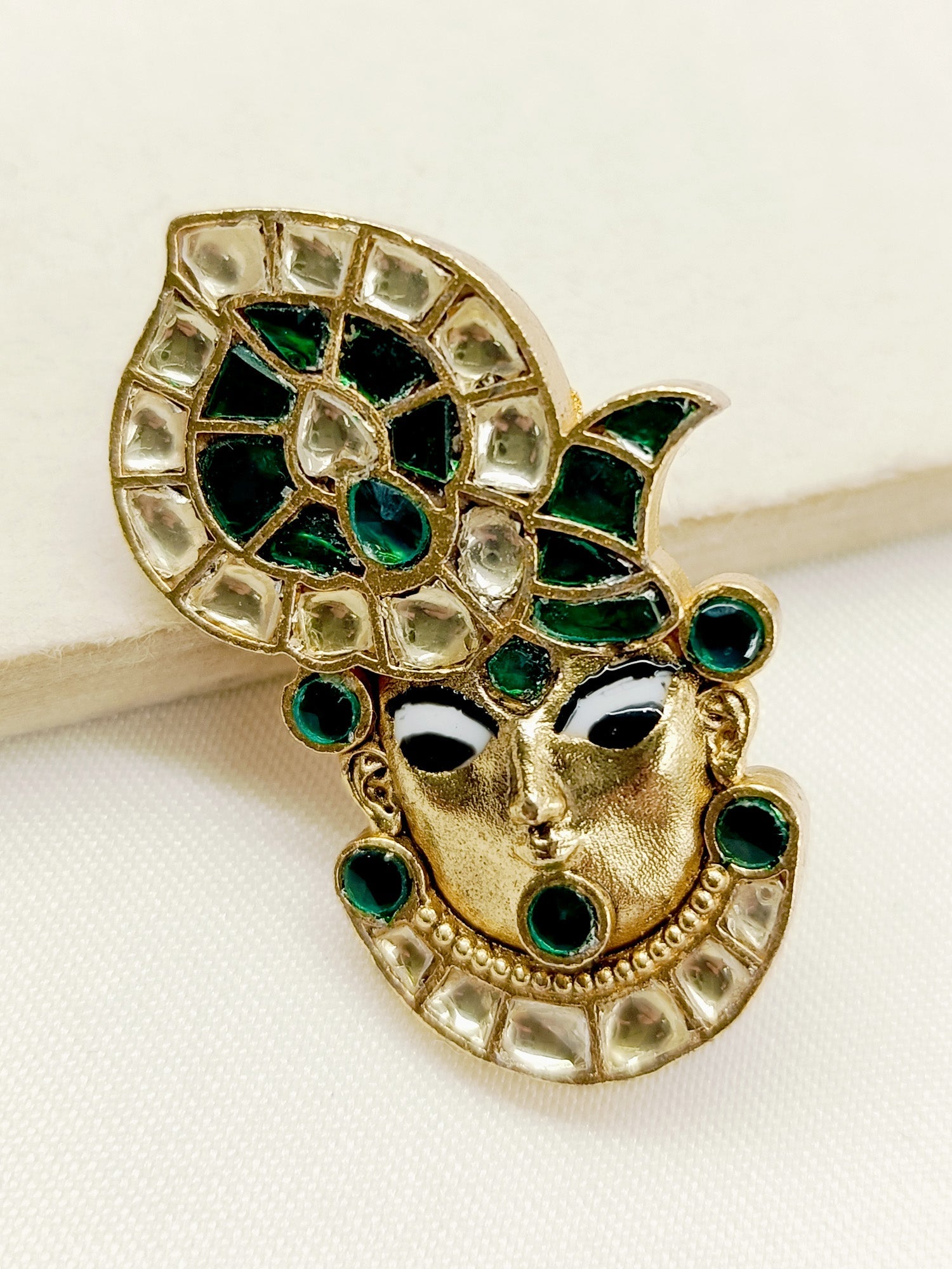 Phani Green Shrinath Ji Brooch