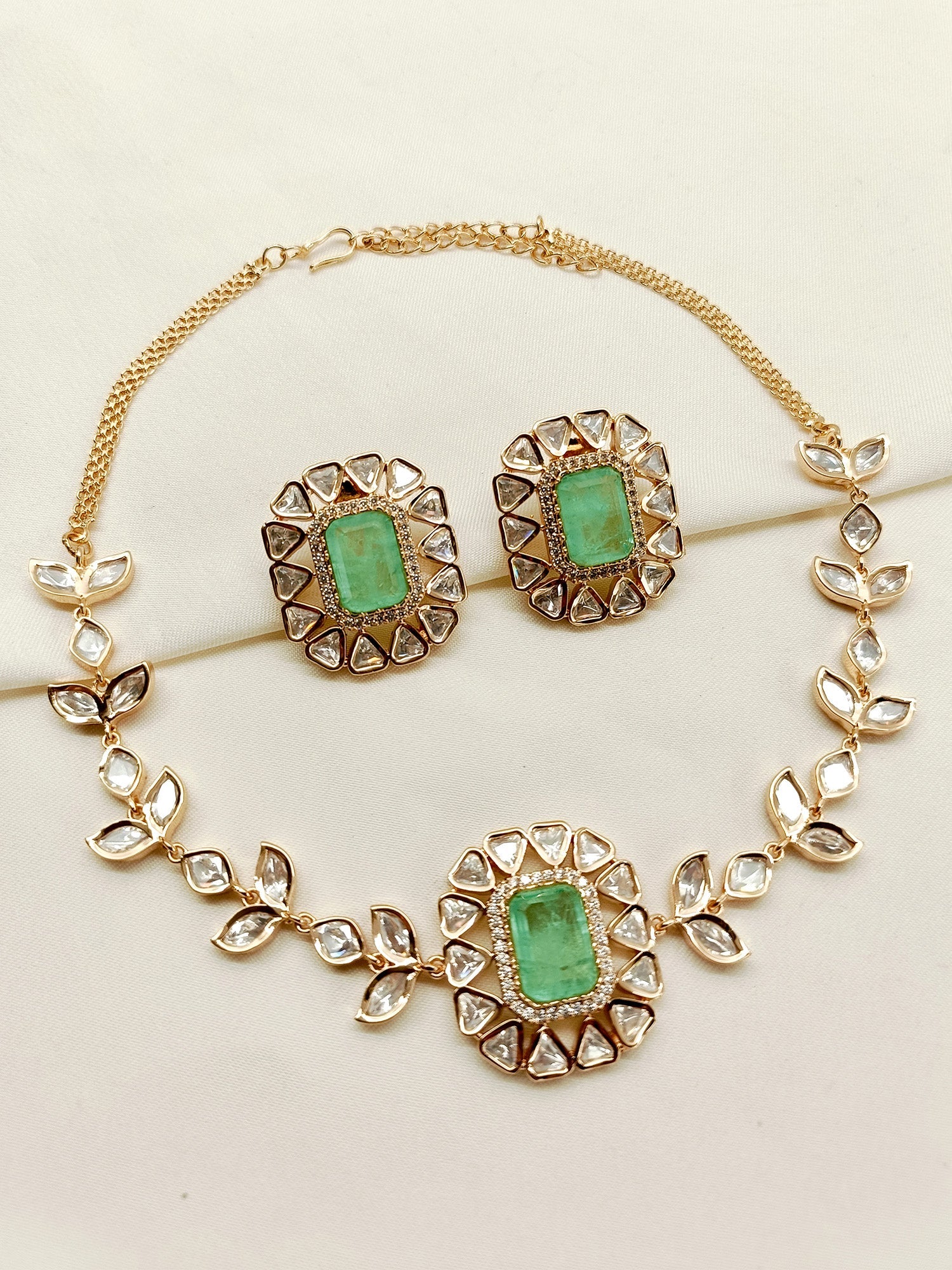 Johi Mint Green Kundan Choker Set - Elegant Indian jewelry set