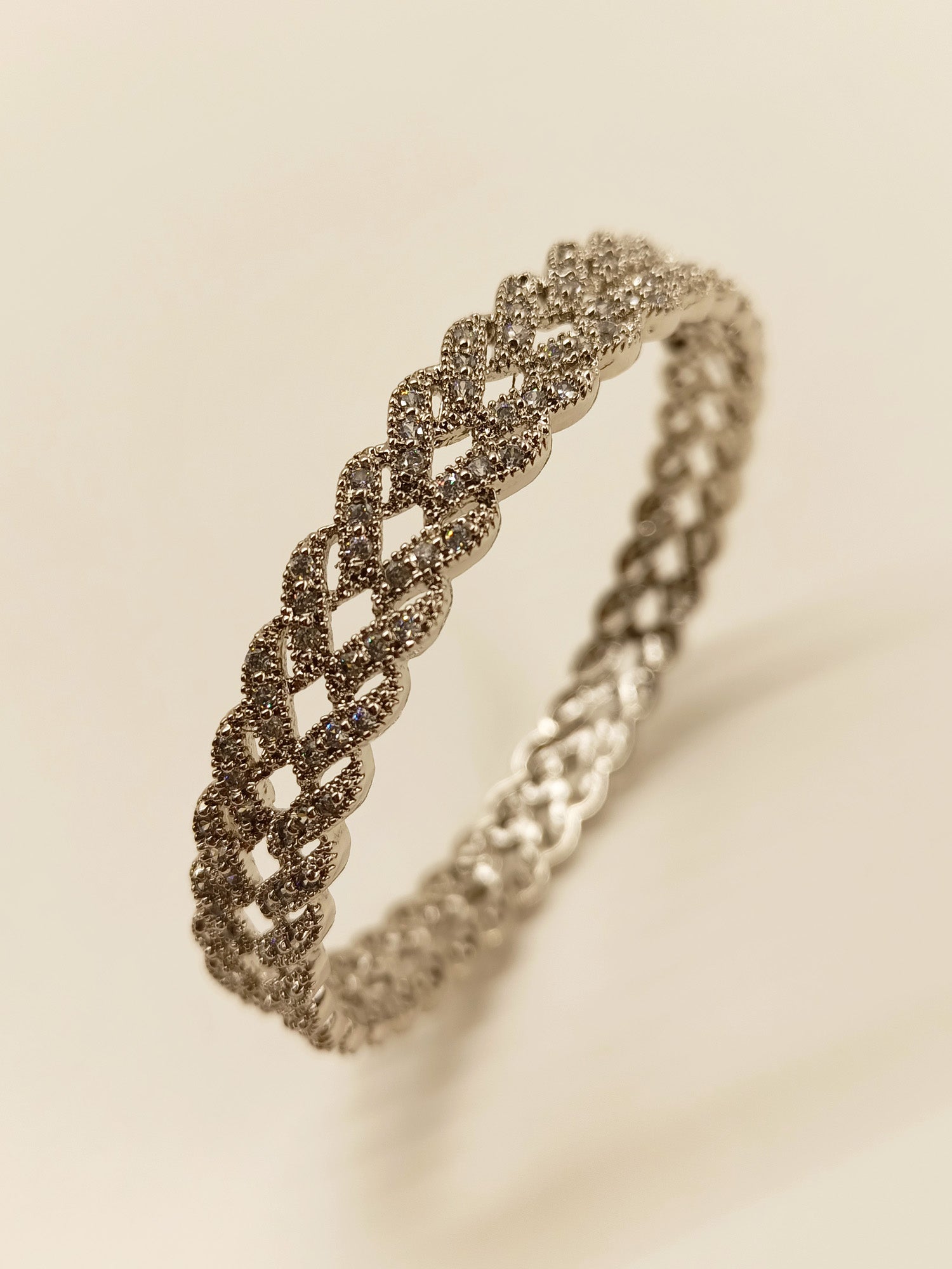 Shreyanvi Spiral American Diamond Bangle - qivii