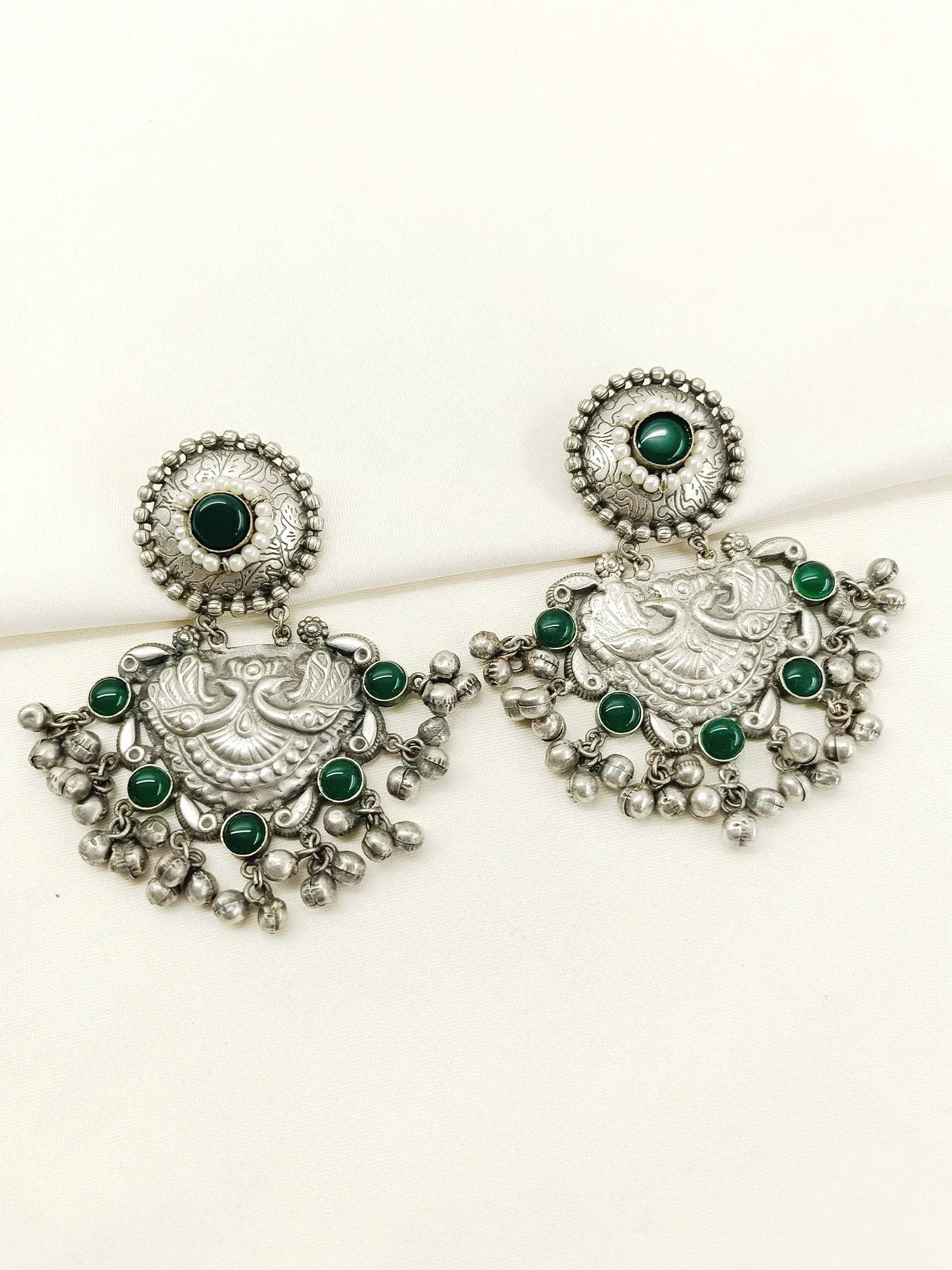 Nitisha Green Oxidized Earring