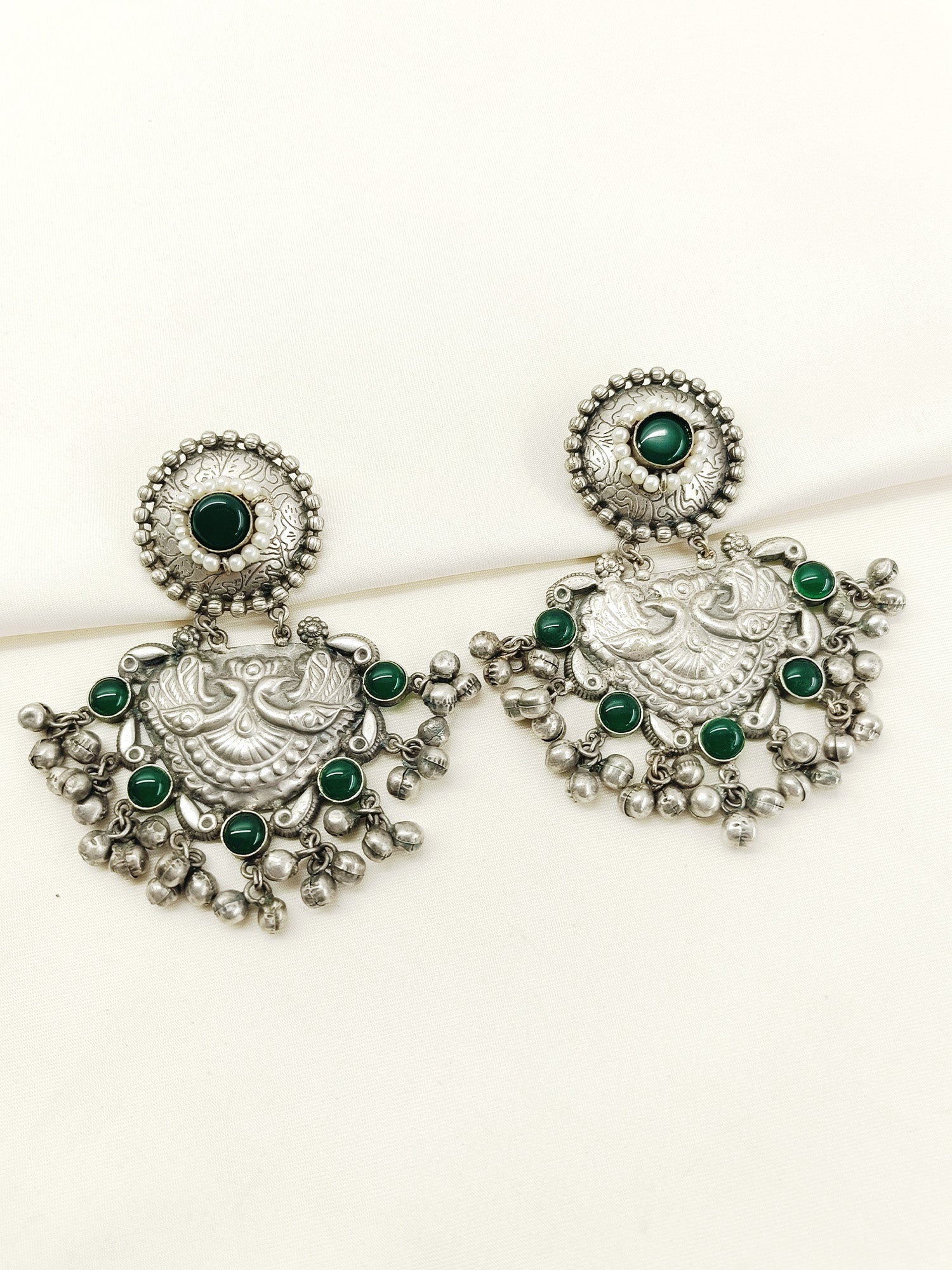 Nitisha Green Oxidized Earring