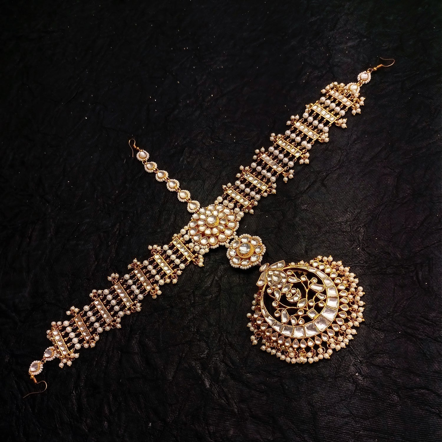 Sona Pachi Kundan Sheeshpatti With Teeka - qivii