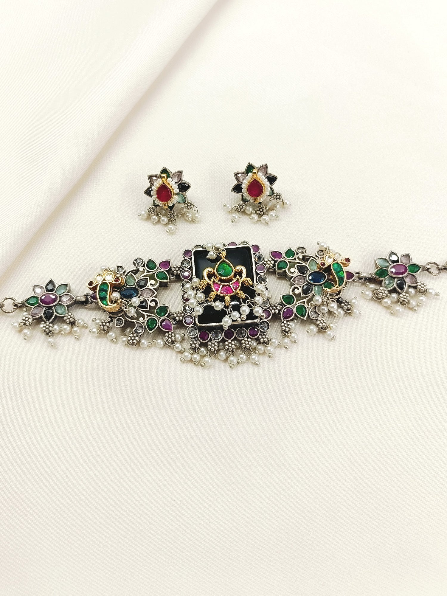 Vasuda Multi Colour Oxidized Choker Set