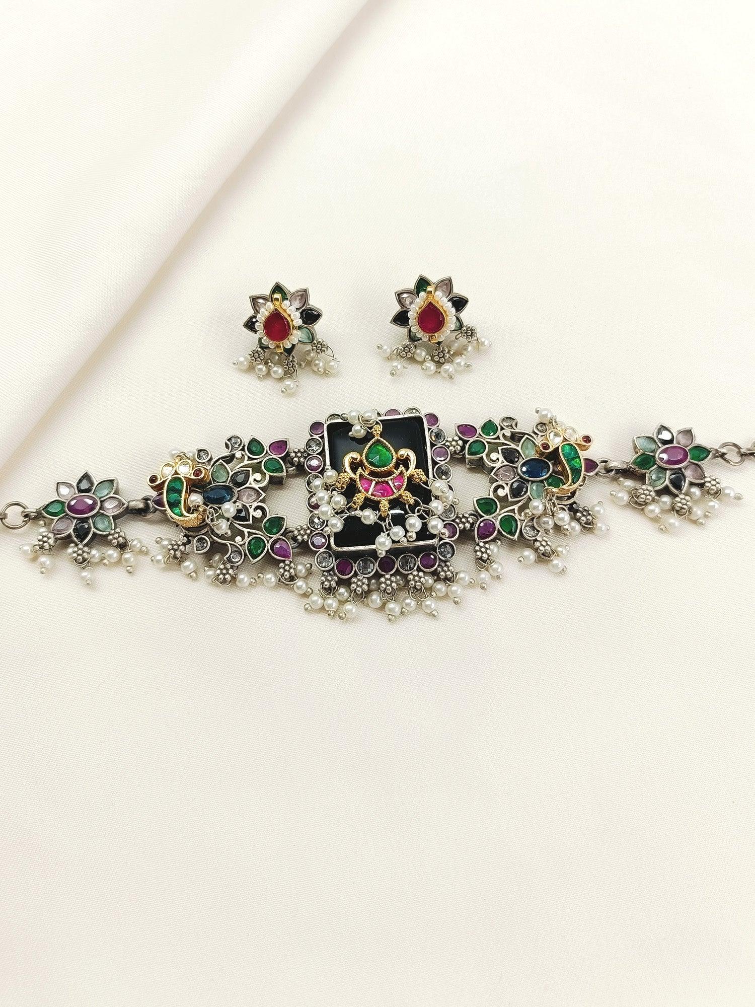 Vasuda Multi Colour Oxidized Choker Set