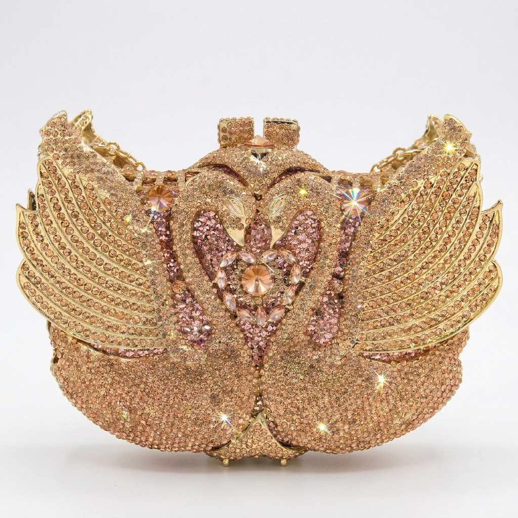 Midnight Swan Crystal Clutch - By Qivii