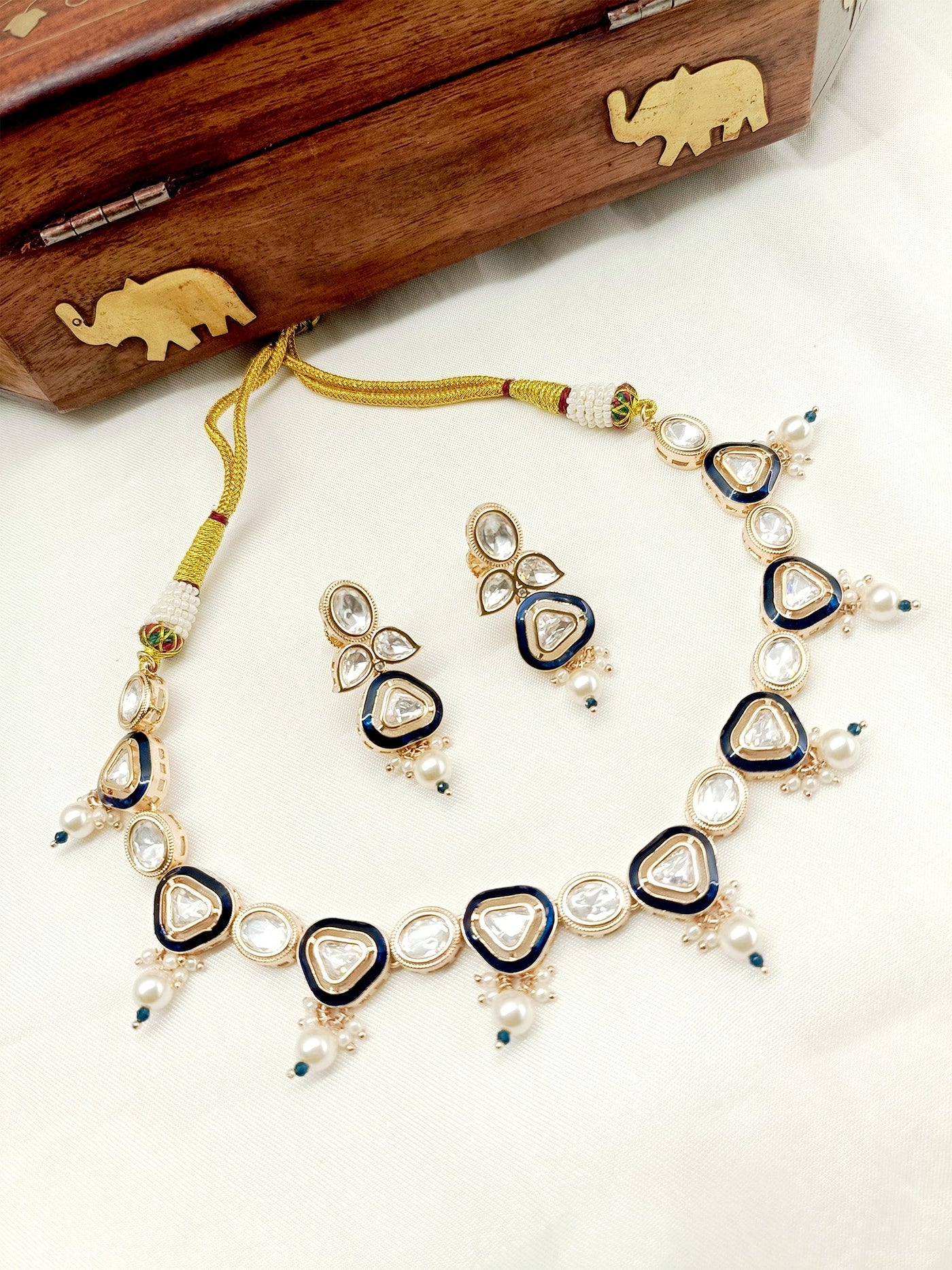 Vriddhi Navy Blue Kundan Necklace Set