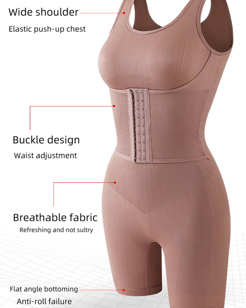 2 in 1 Seamless Double Tummy Control Mid Length Bodysuit - By Qivii